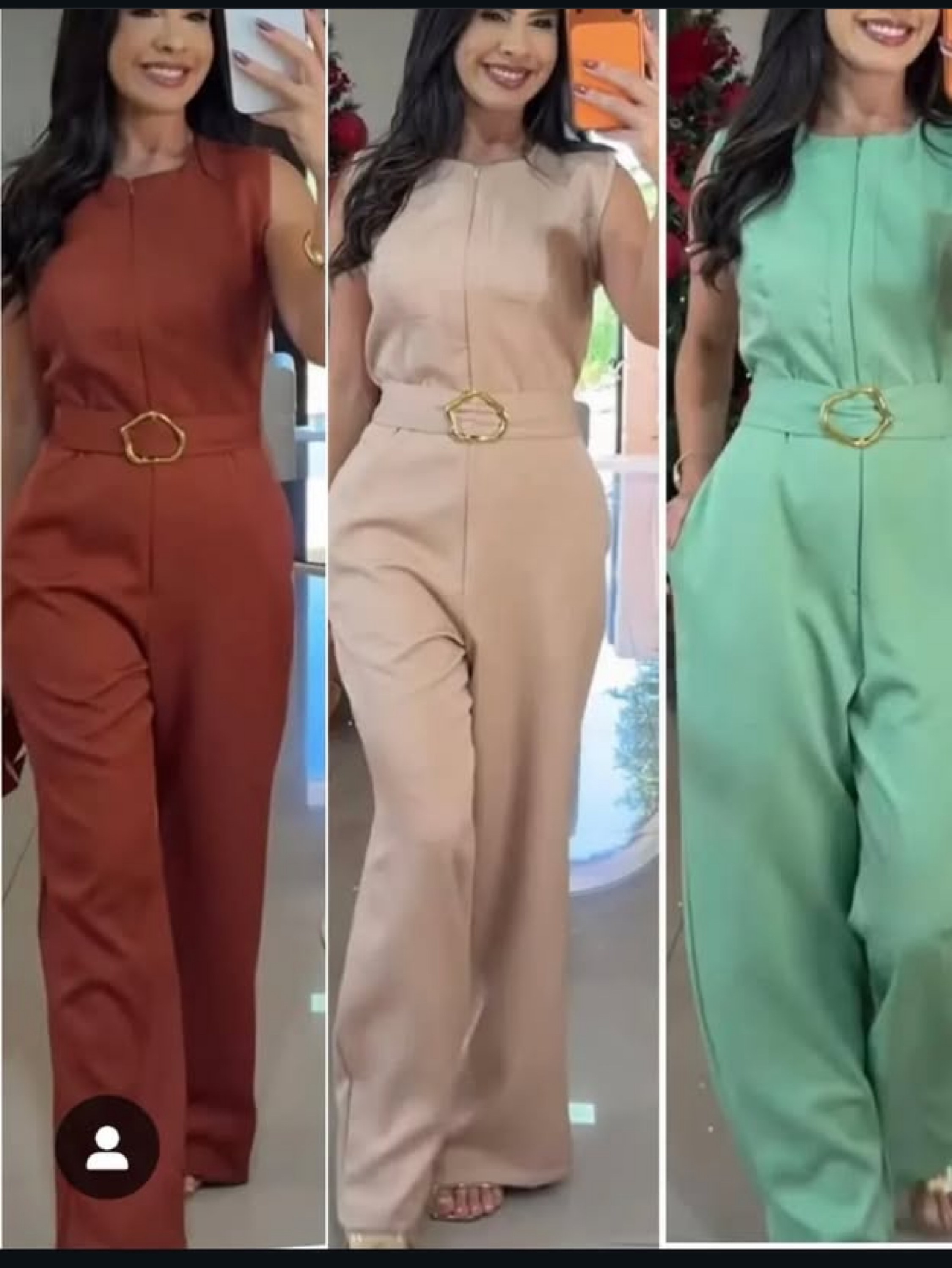 Macacão Pantalona com zíper frontal