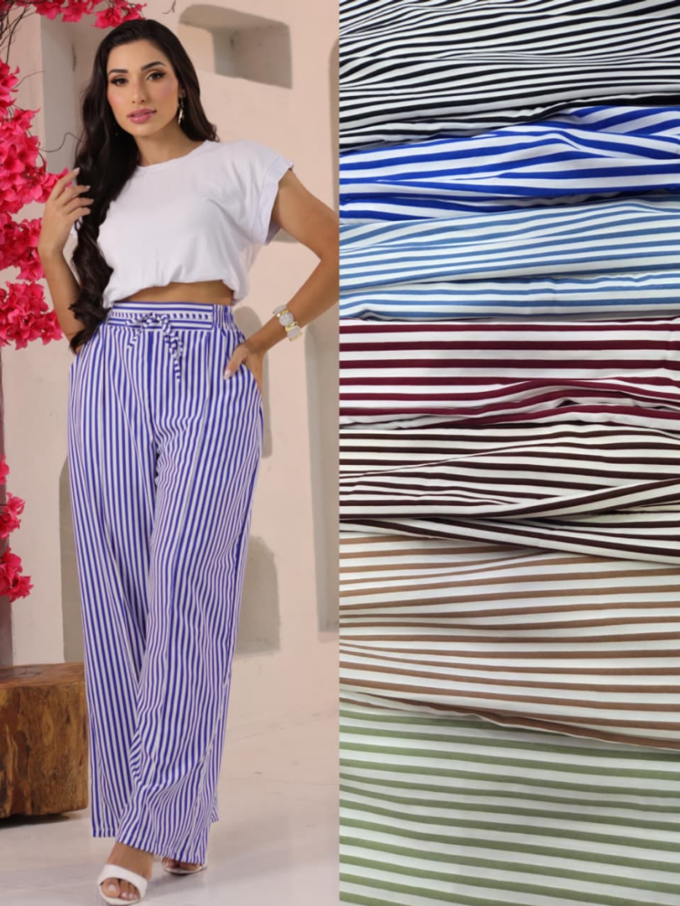 4 calças Pantalona listradas