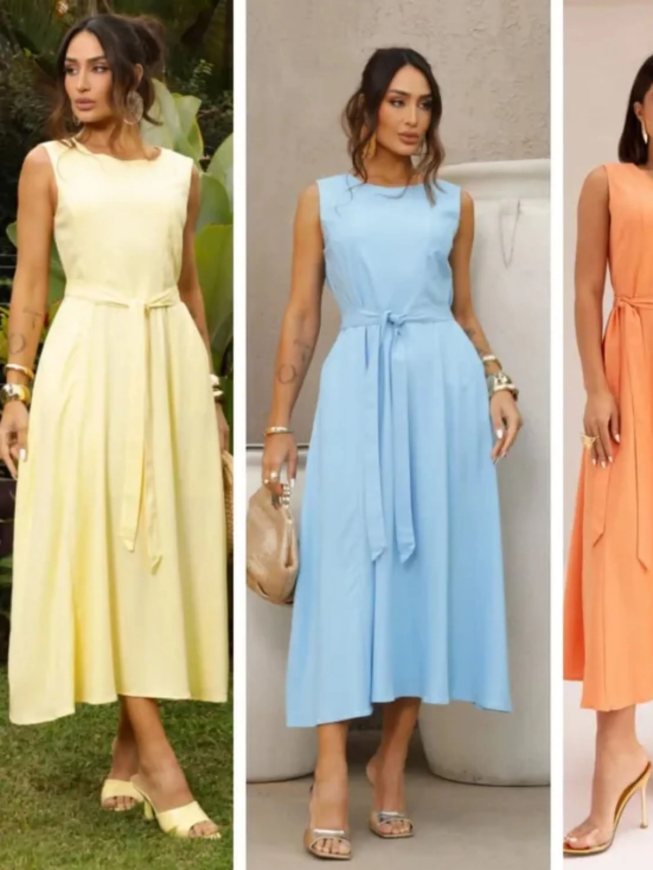 Vestido mídi regata com faixa em tecido sensorial