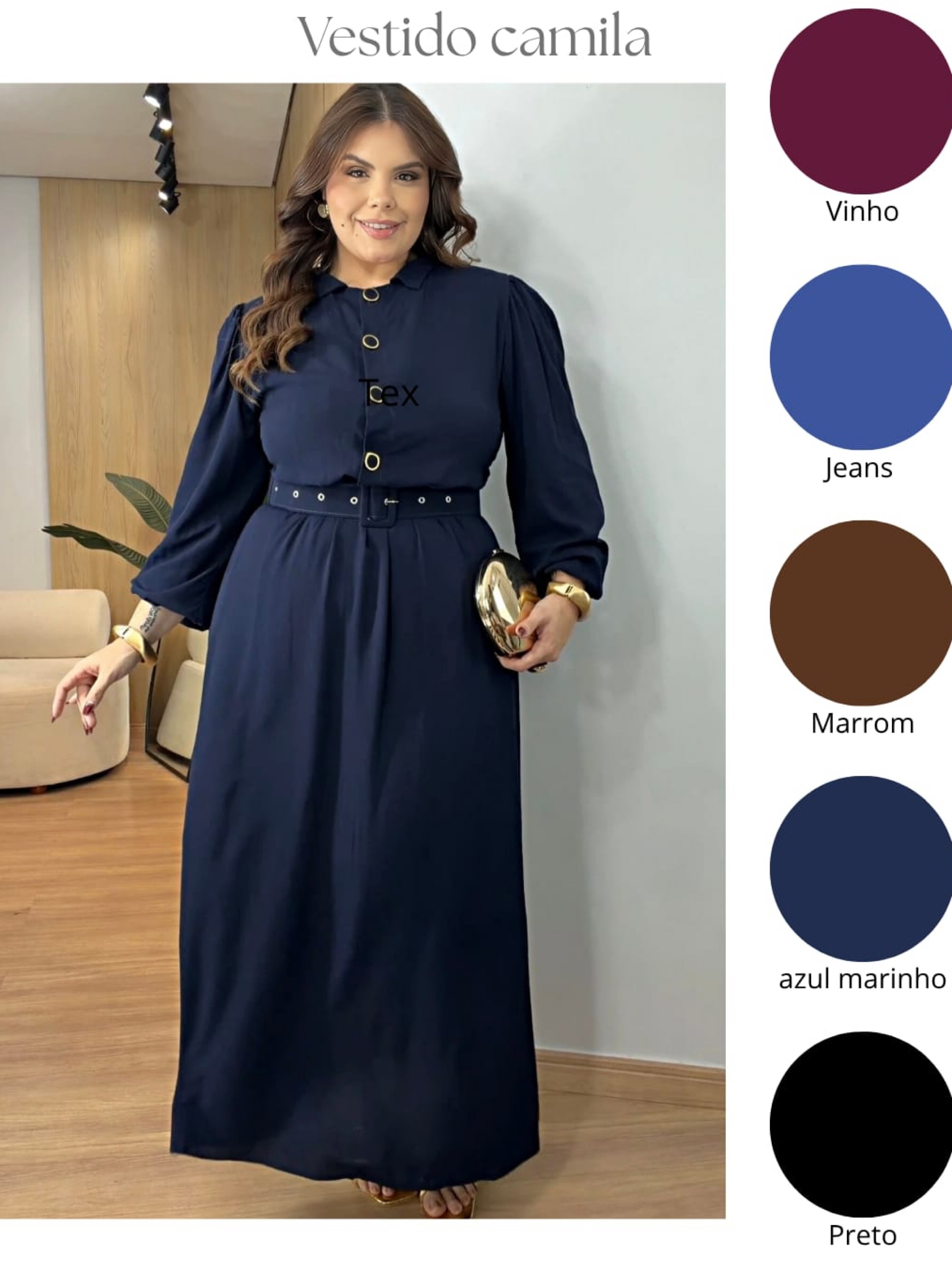 Vestido longo manga longa Plus size