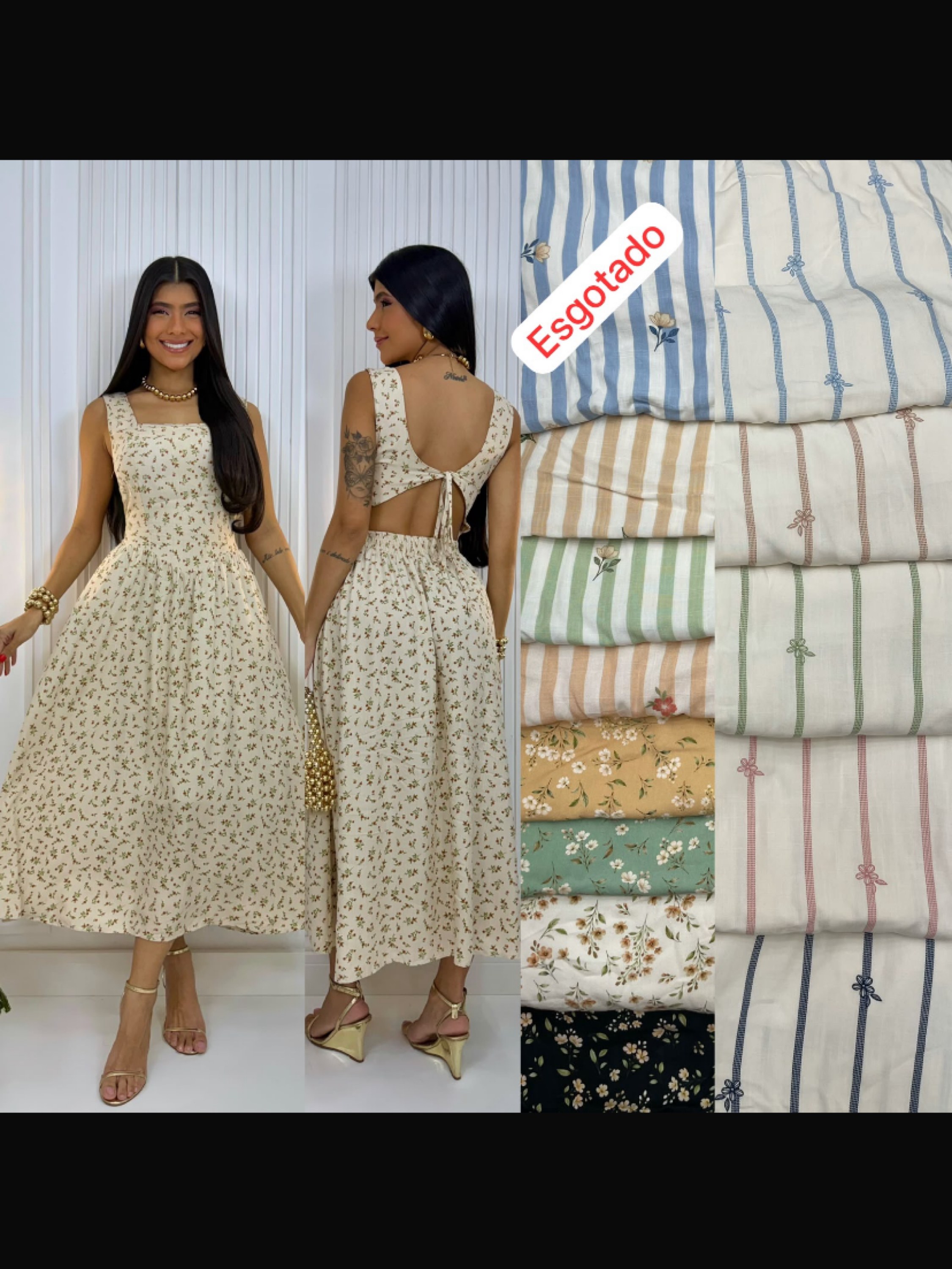 Vestido cintura V listrado