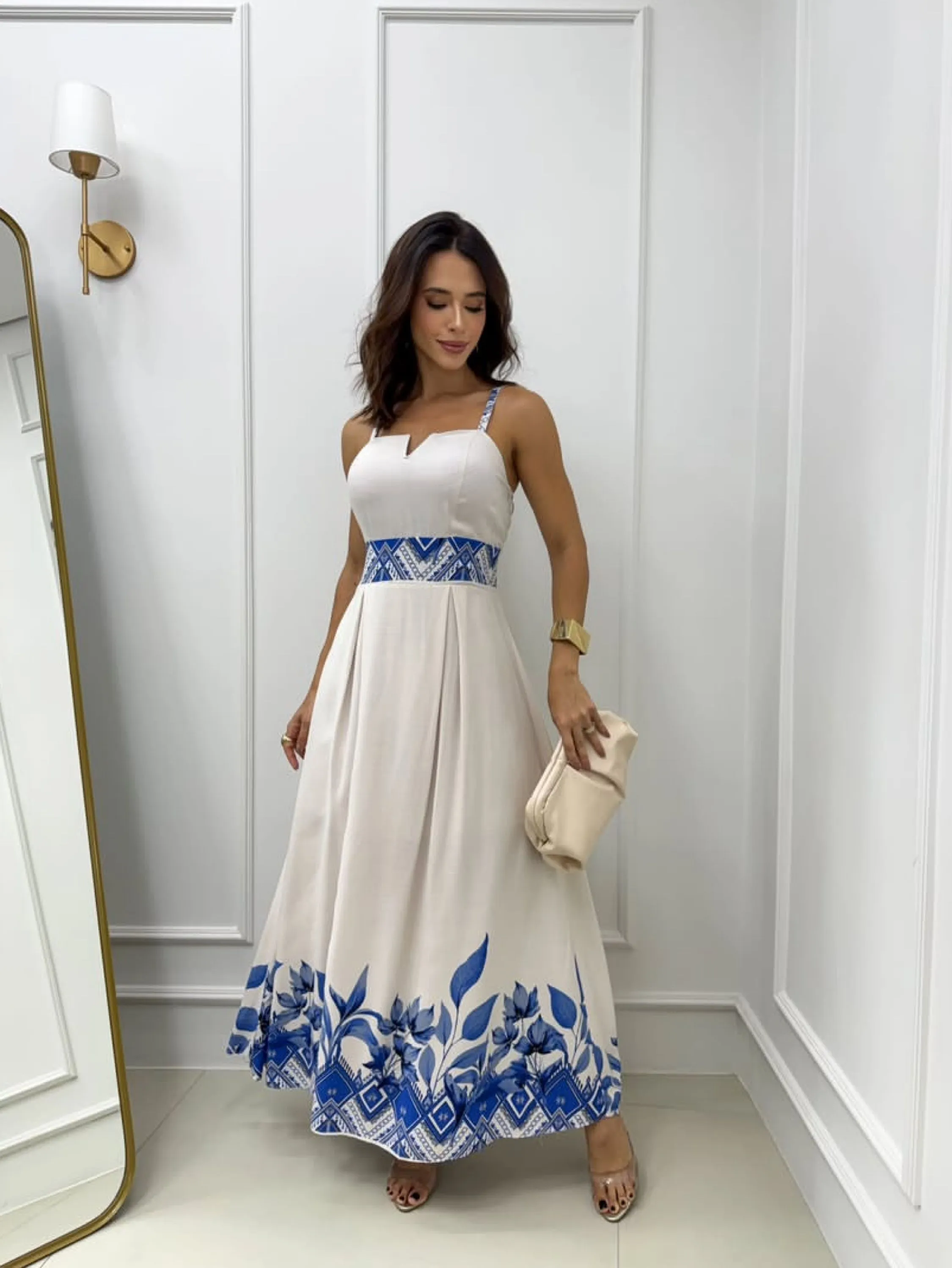 Vestido longo estampado