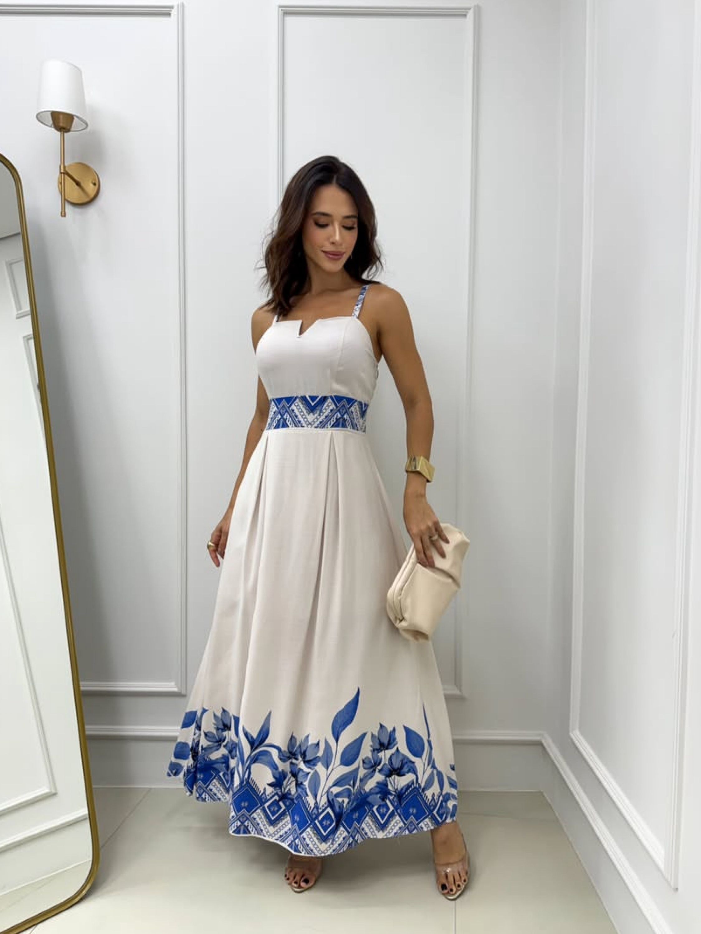 Vestido longo estampado