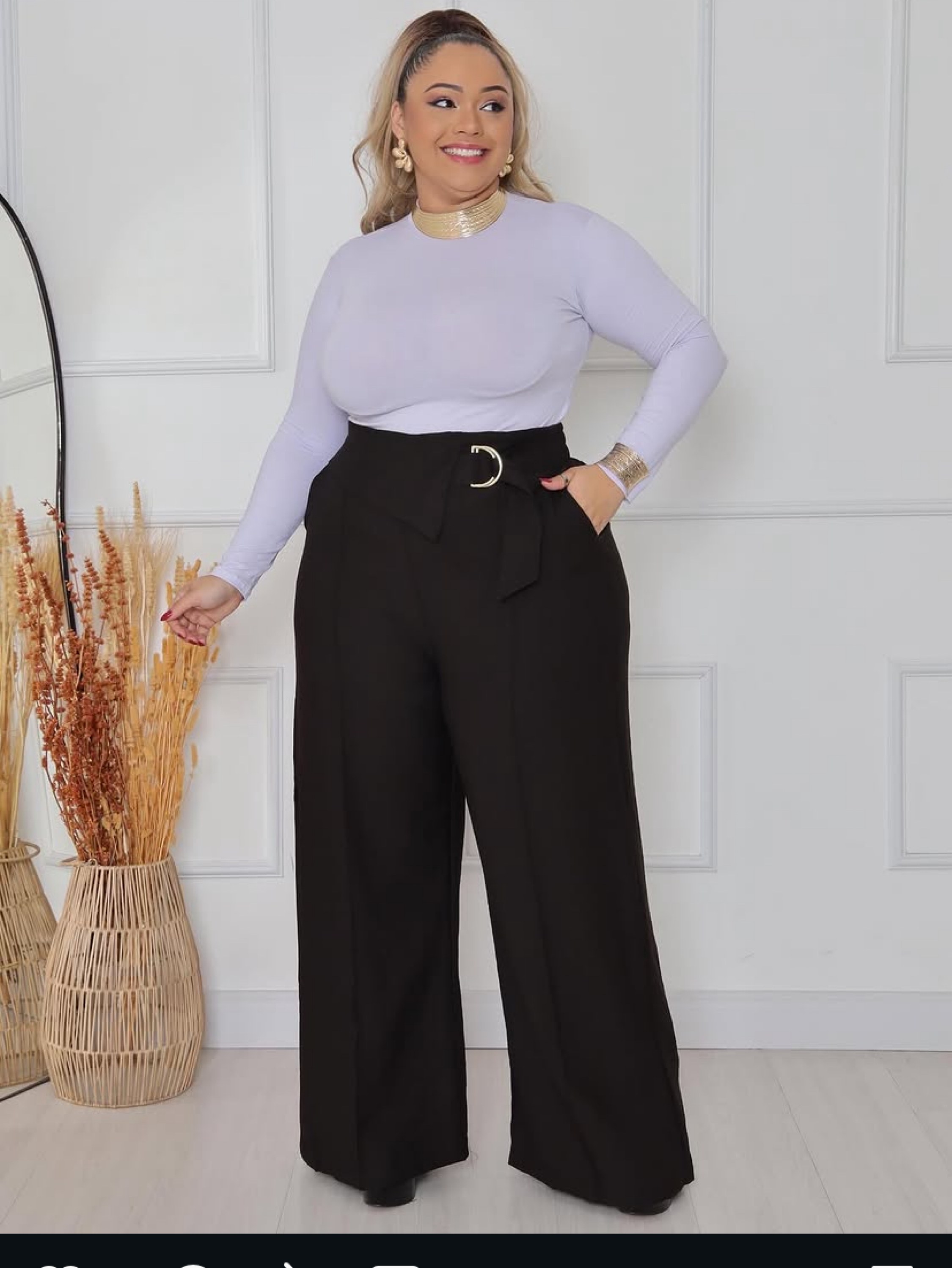 Calça Pantalona Fivela Plus size