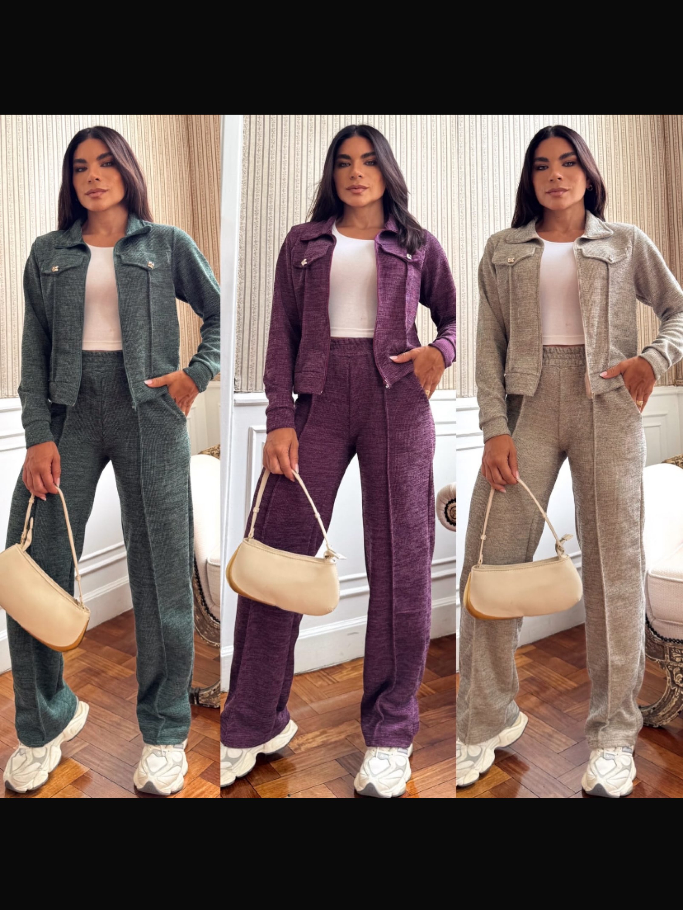 Conjunto calça corte reto e blusa