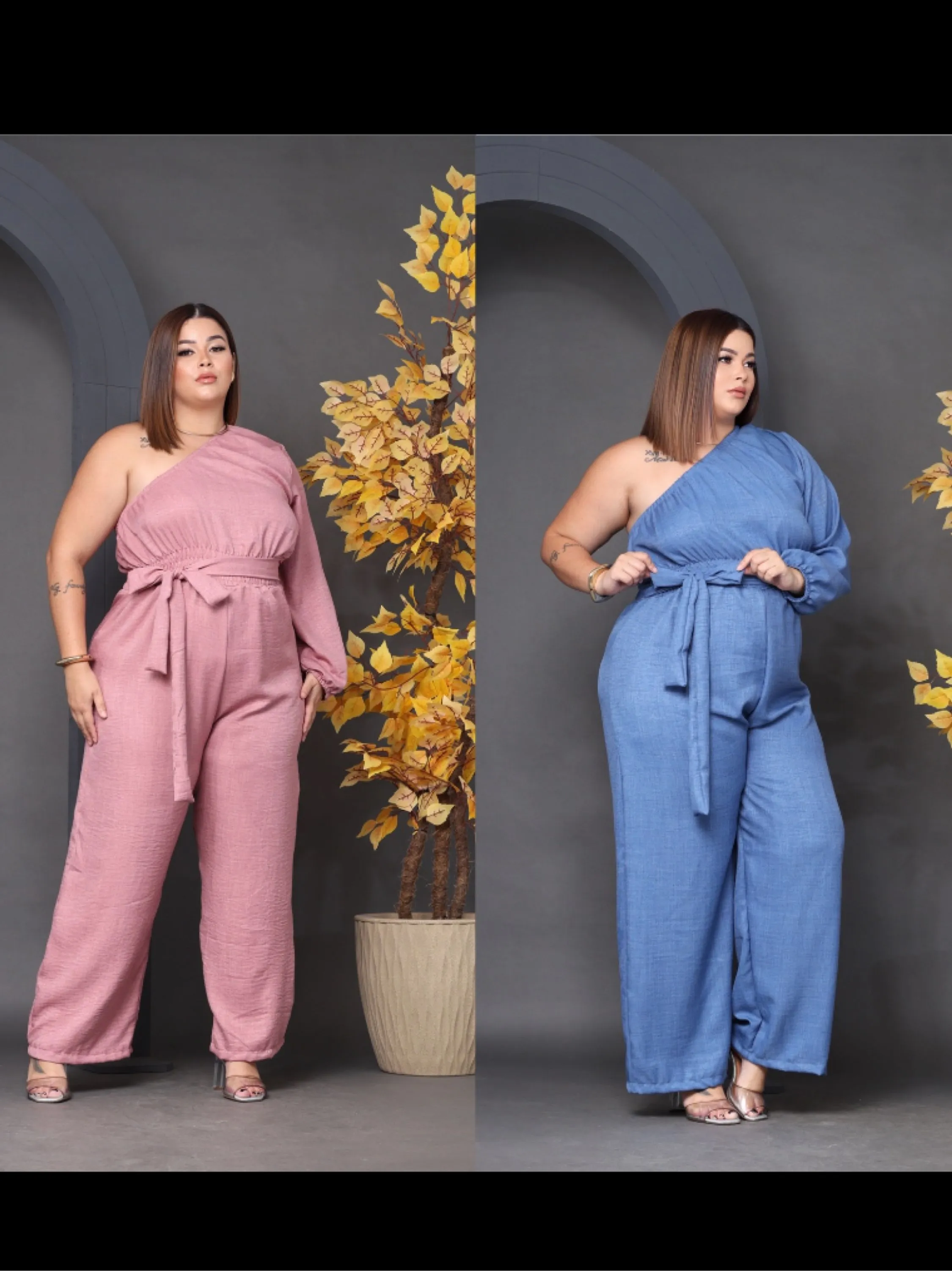 Macacão mula manca Michele tecido Duna plus size