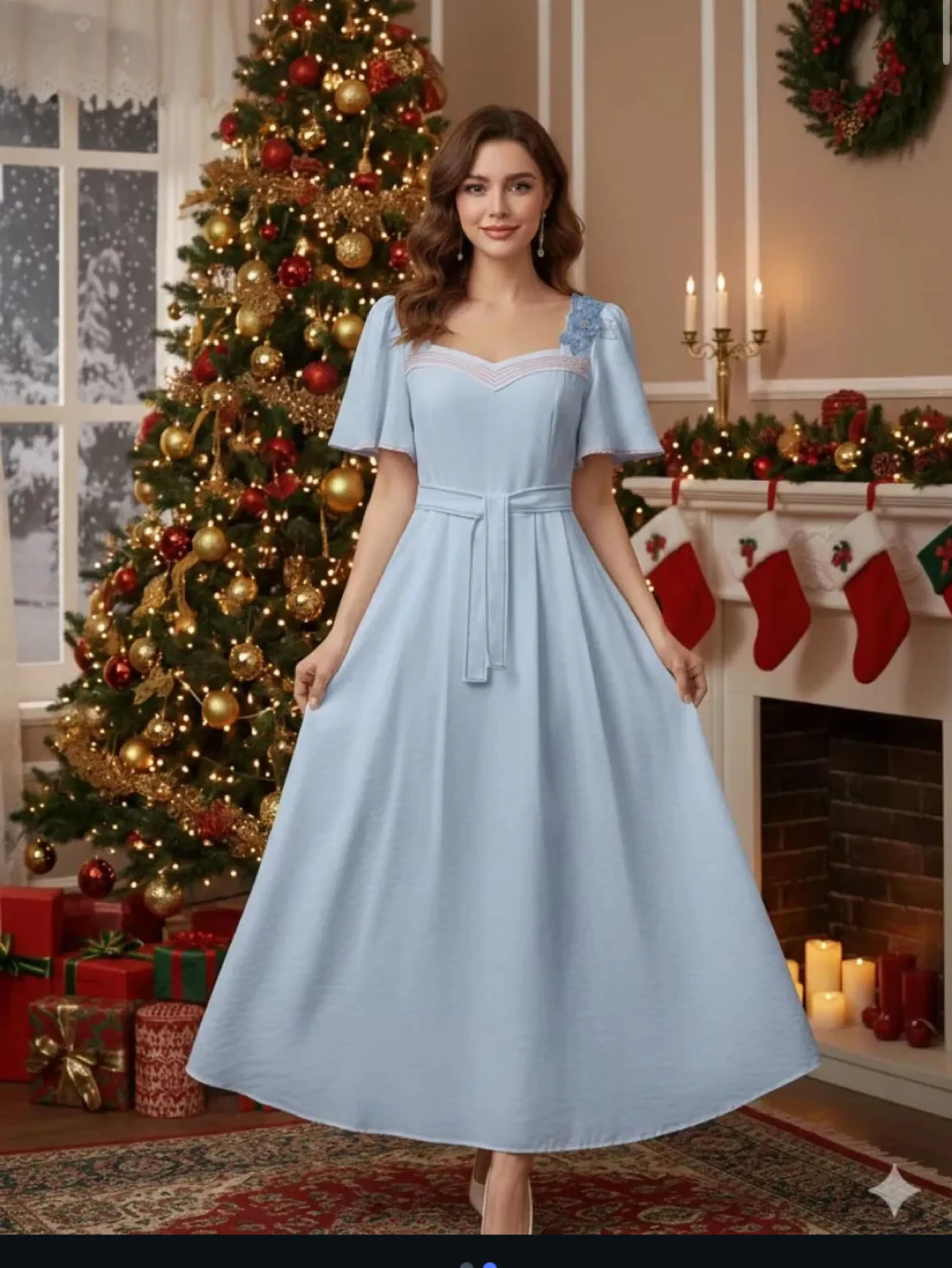 Vestido longuete com detalhe no busto