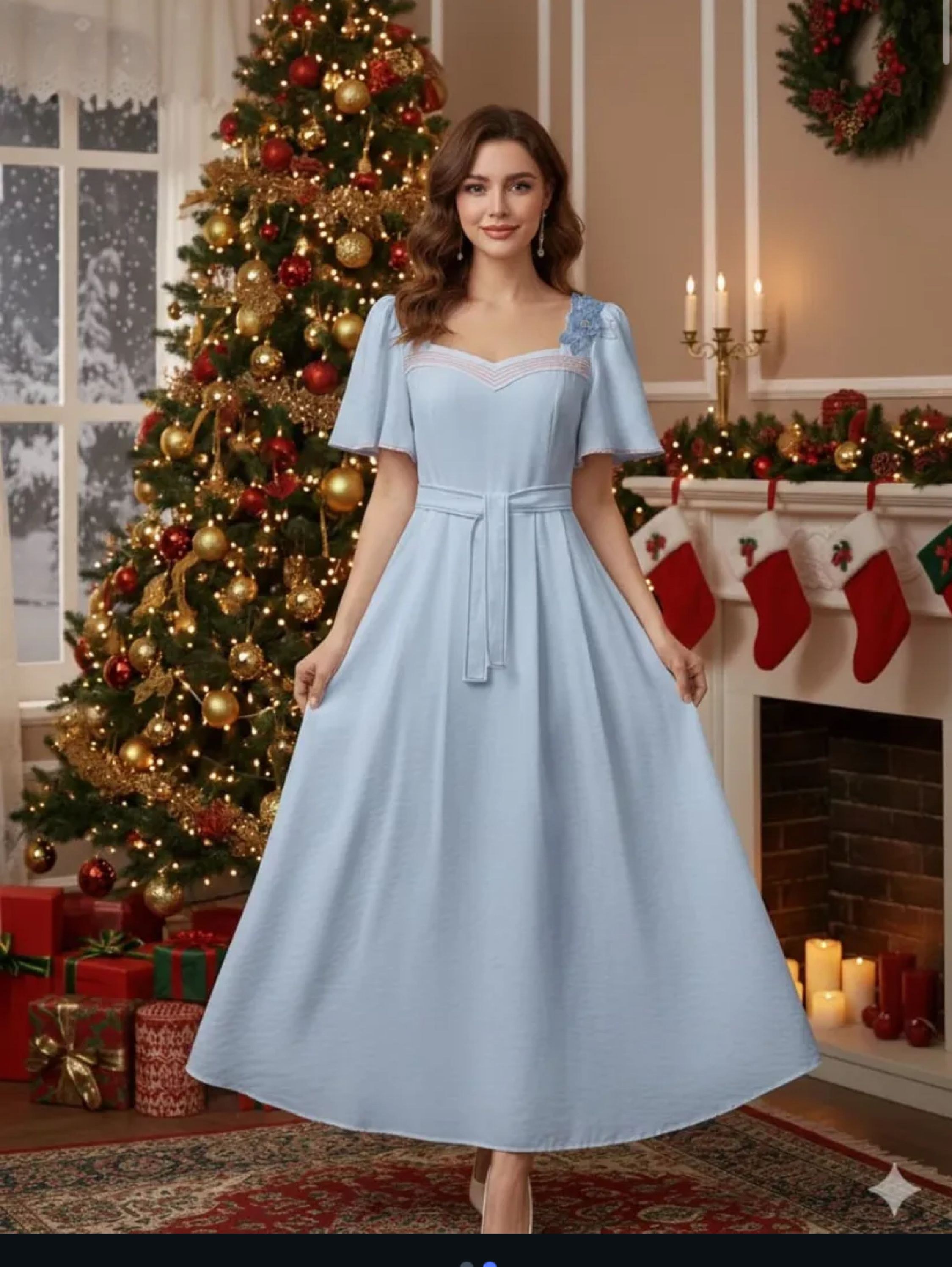 Vestido longuete com detalhe no busto