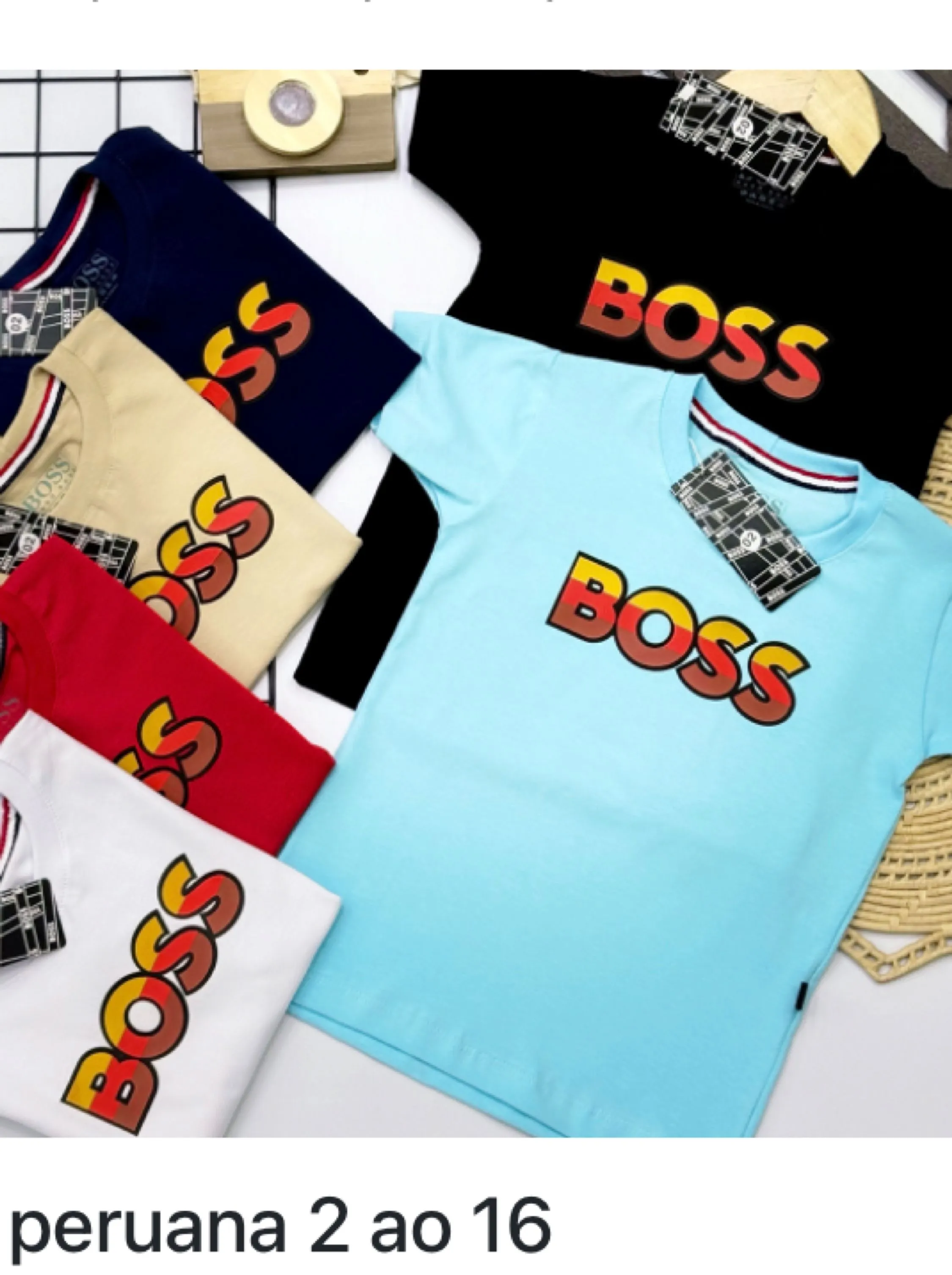 Camiseta Boss malha peruana infantil/juvenil linha premium