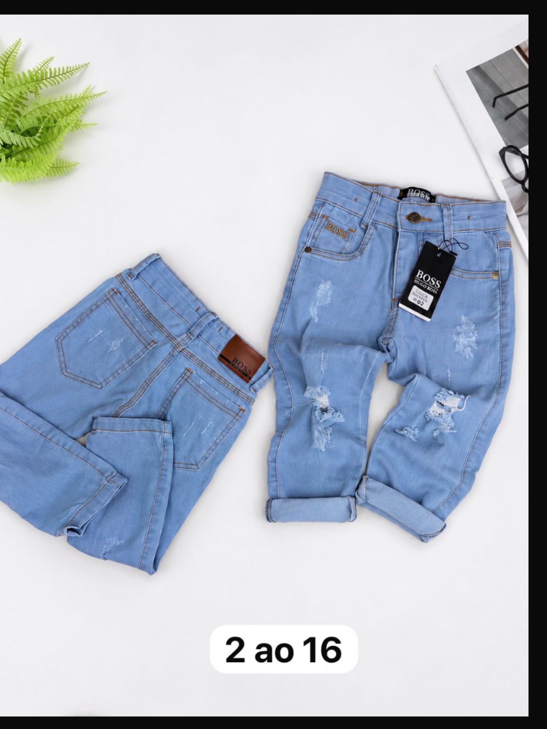 Calça jeans clara Boss infantil/juvenil