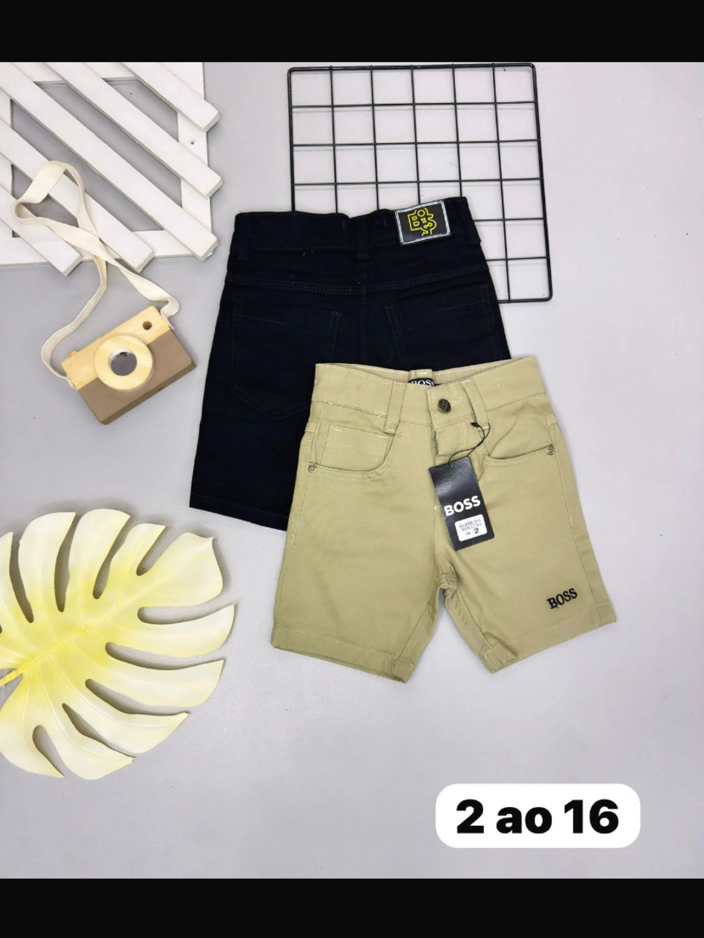 Bermuda Boss com regulagem em sarja infantil/juvenil