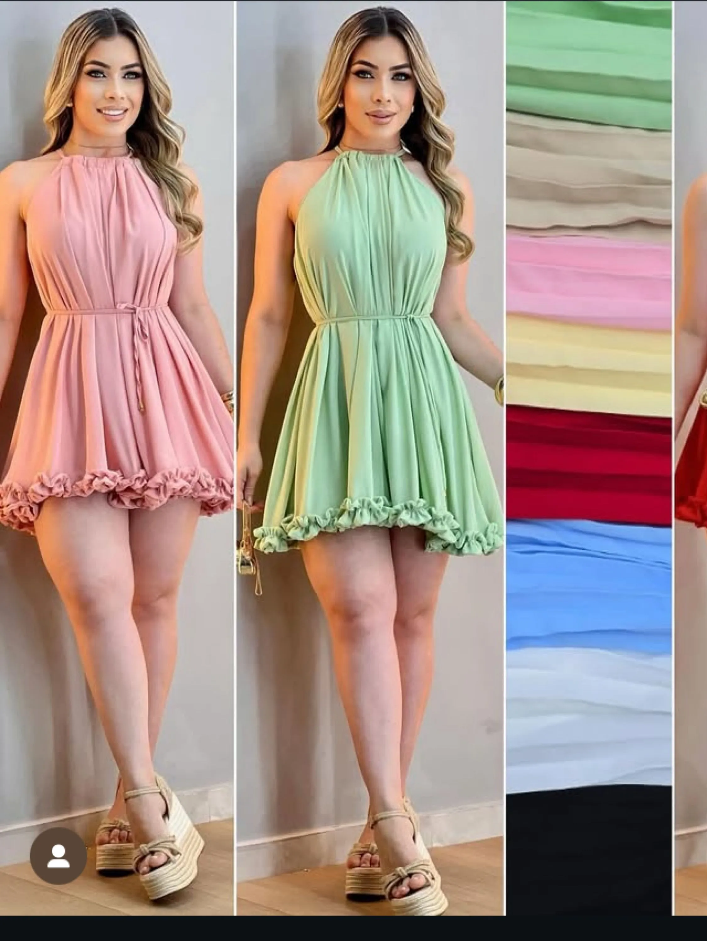 Vestido curto rodado frente única