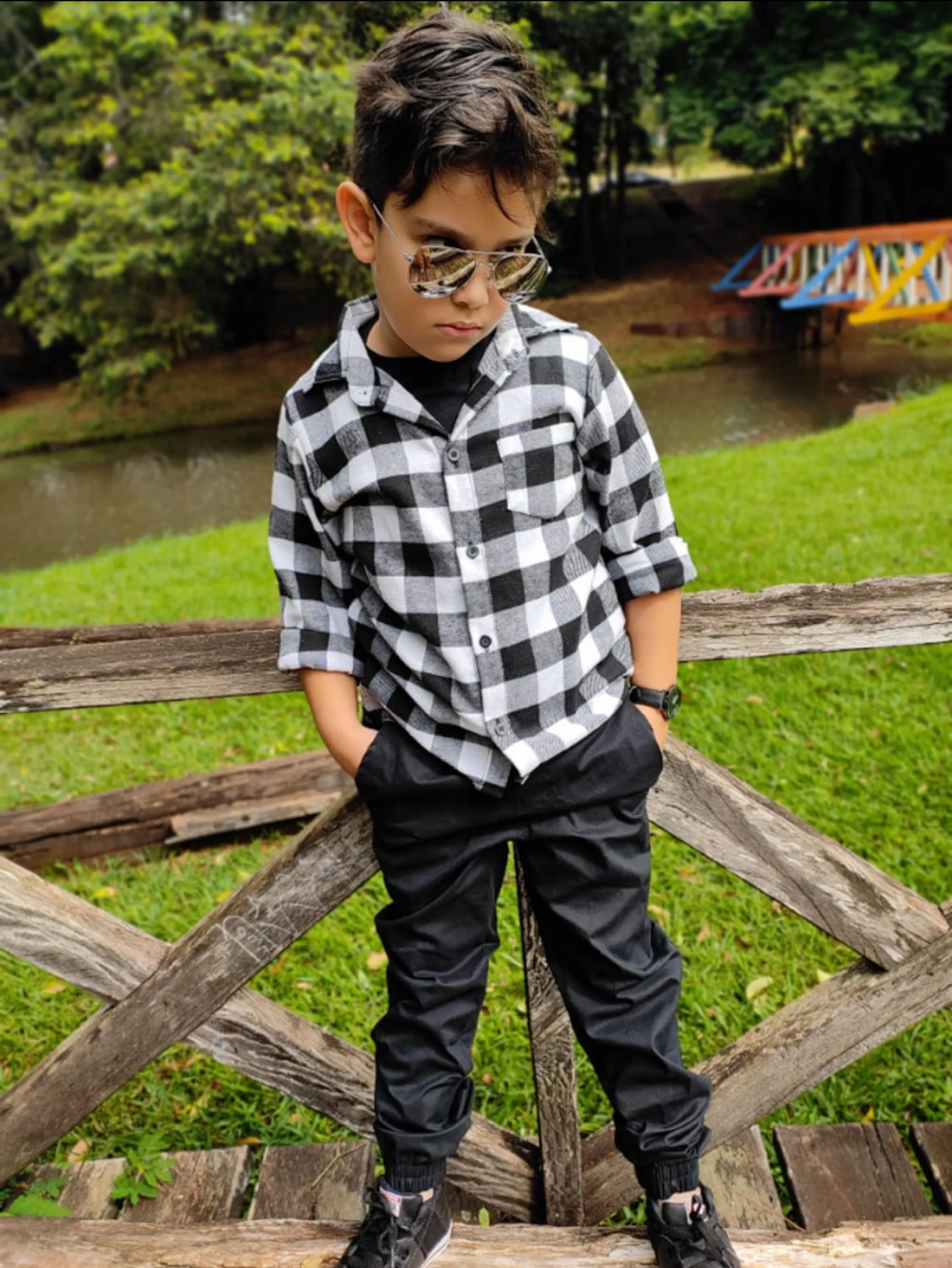 Camisa xadrez flanelado infantil