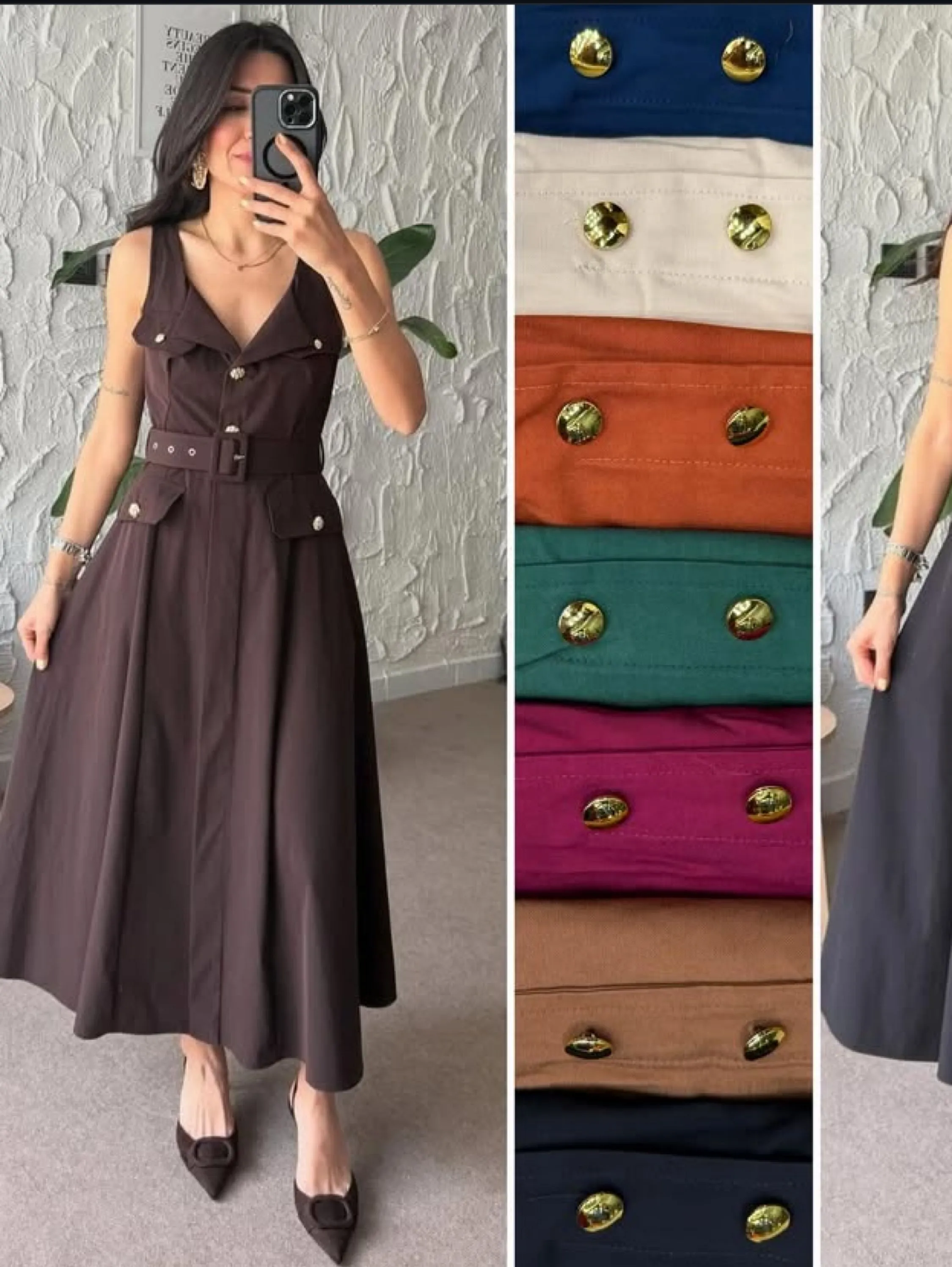 Vestido mídi rodado tecido sensorial veste até 40
