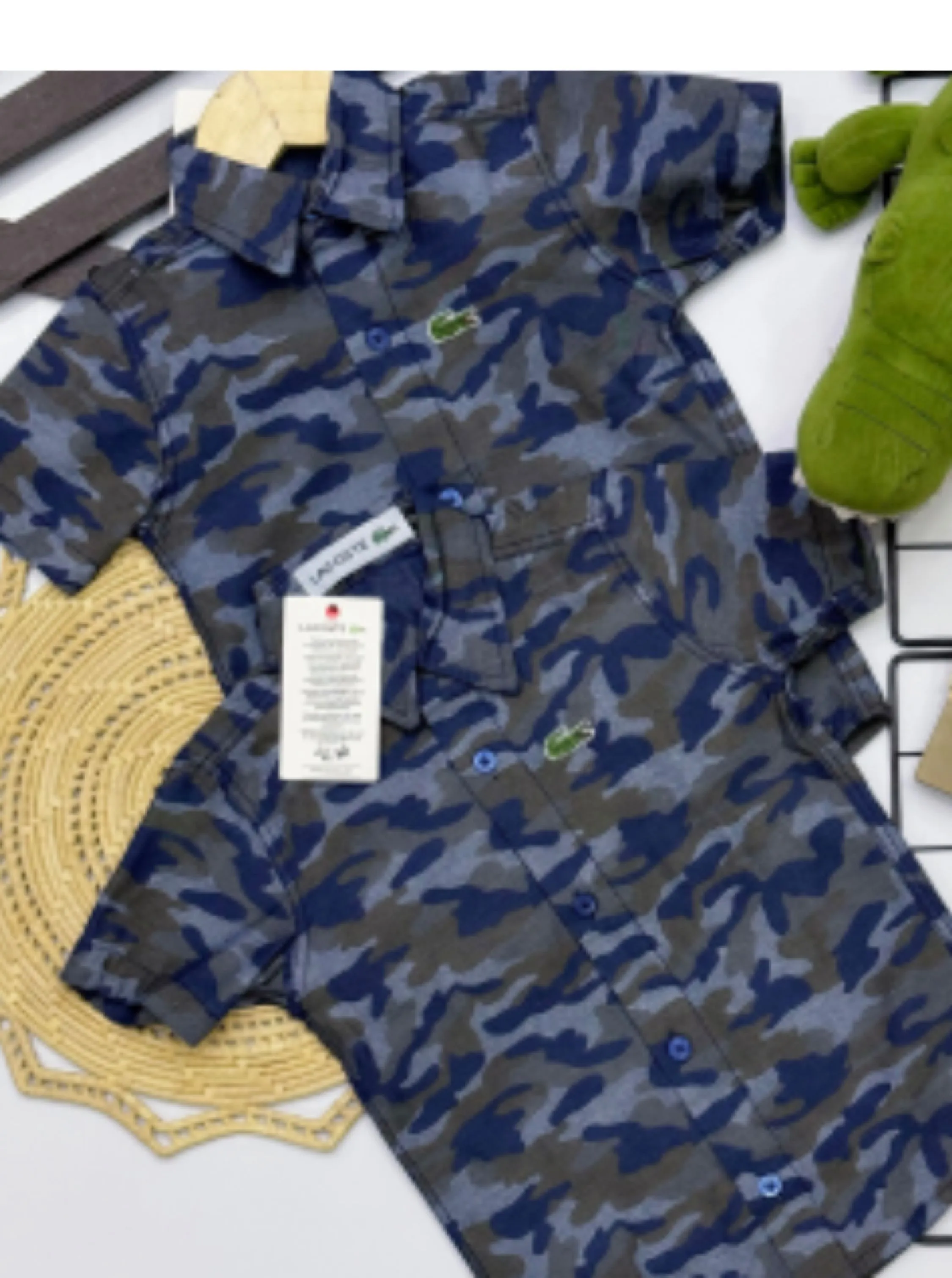 Camisa camuflada Lacoste infantil/juvenil linha premium