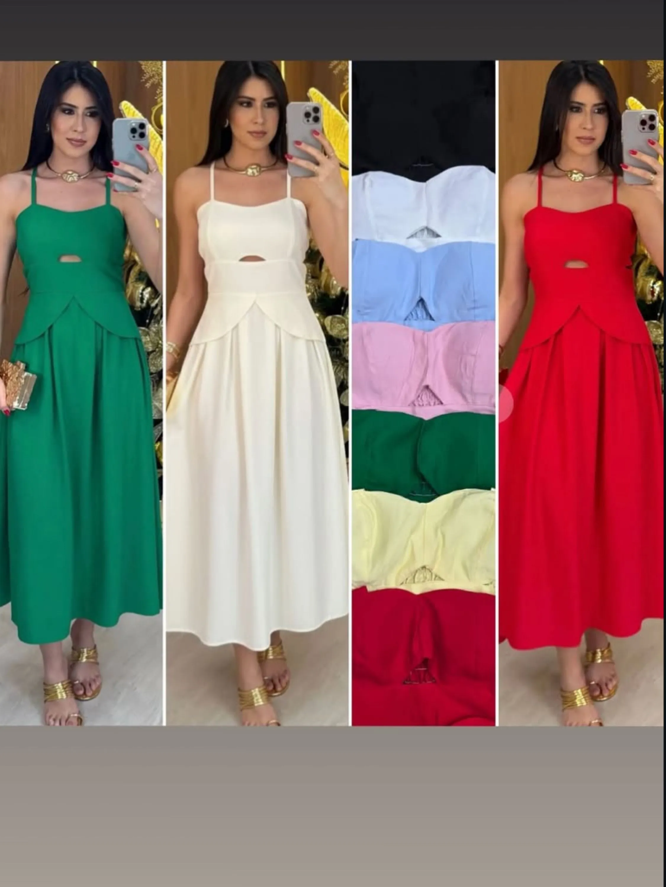 Vestido longuete com abertura no busto