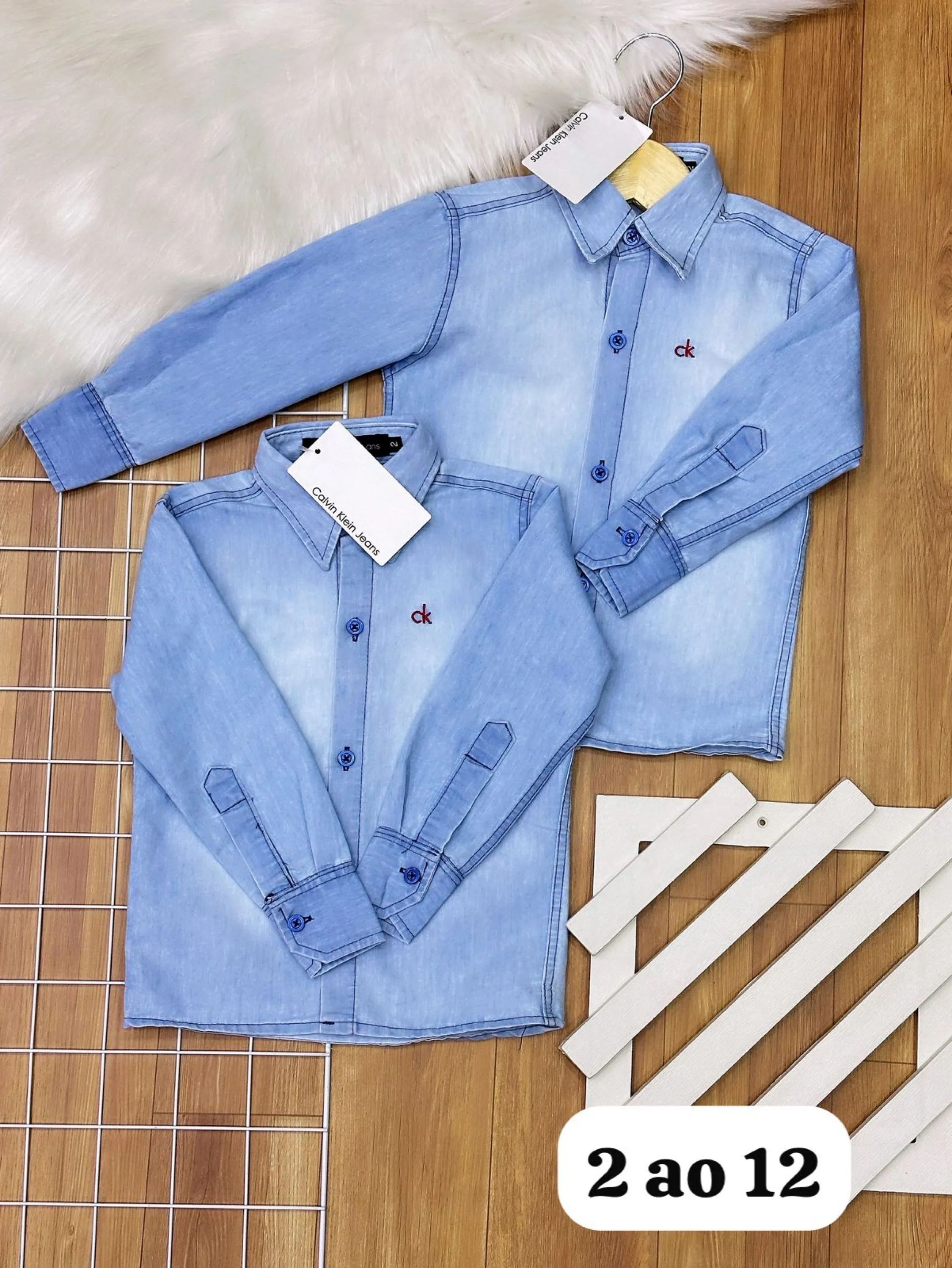 Camisa jeans Calvin Klein manga longa infantil/jutgenil