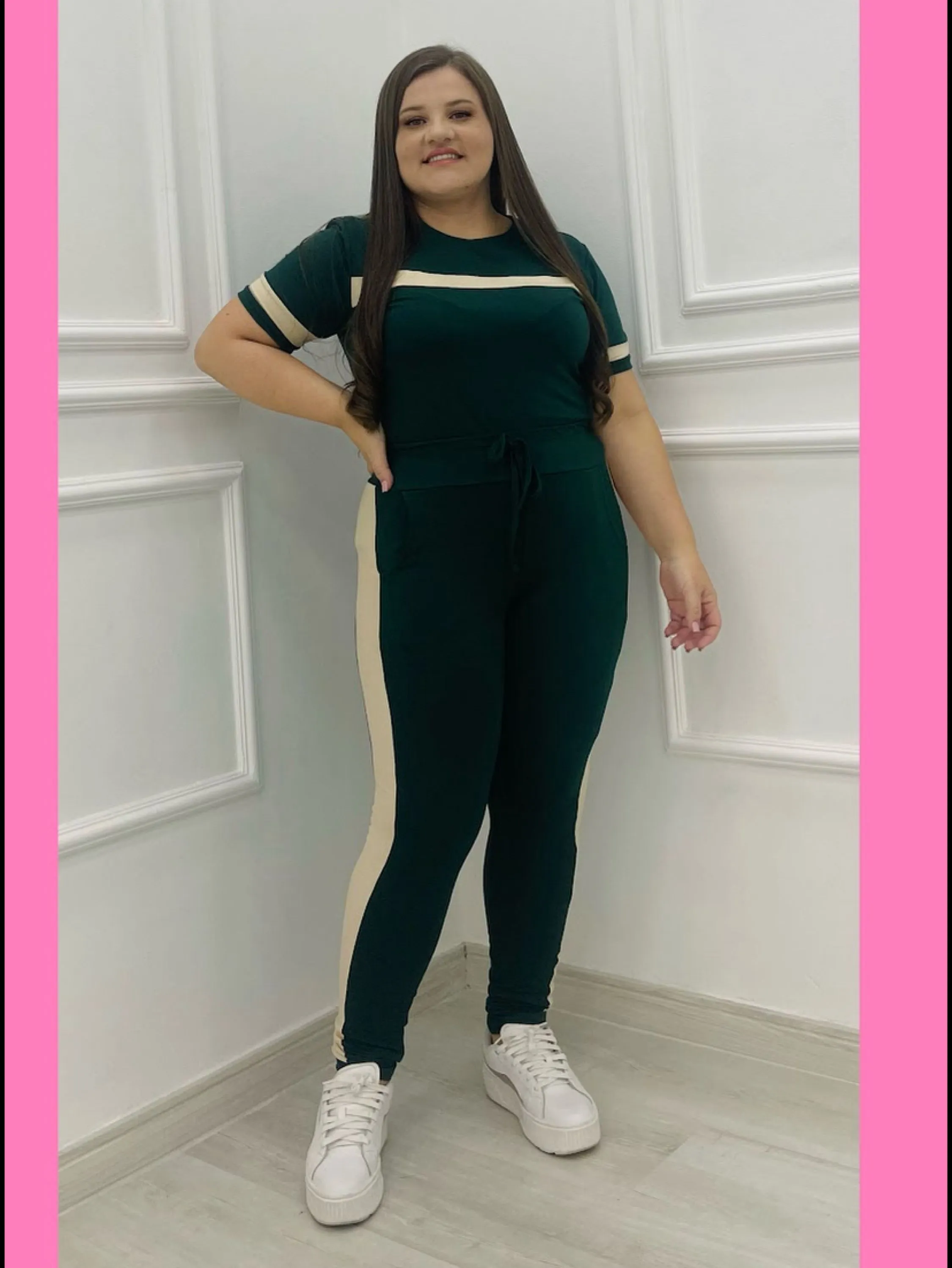 Conjunto Plus size manga curta e calça tecido  moletinho (C 262)