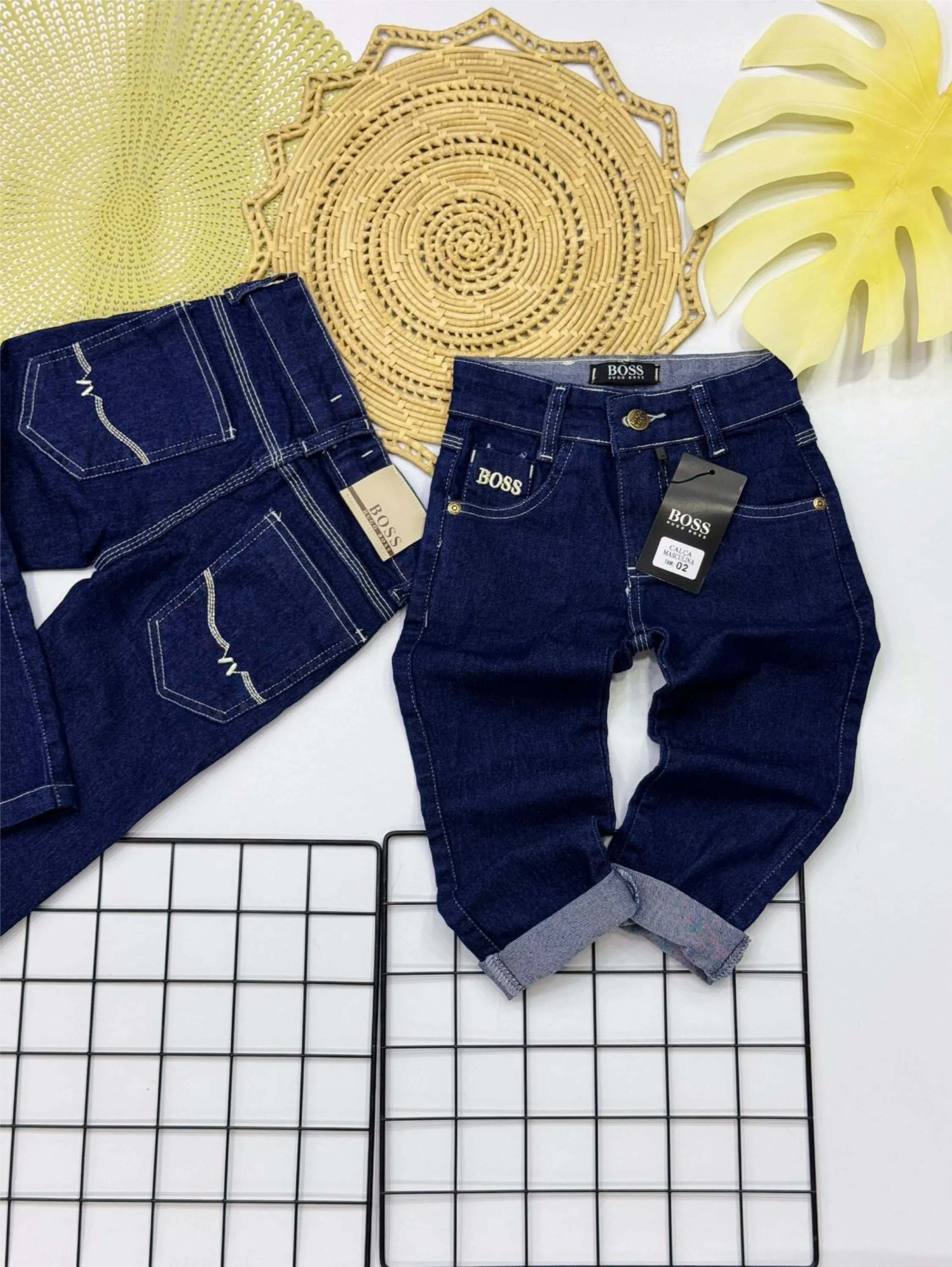 Calça jeans Boss infantil/juvenil linha premium