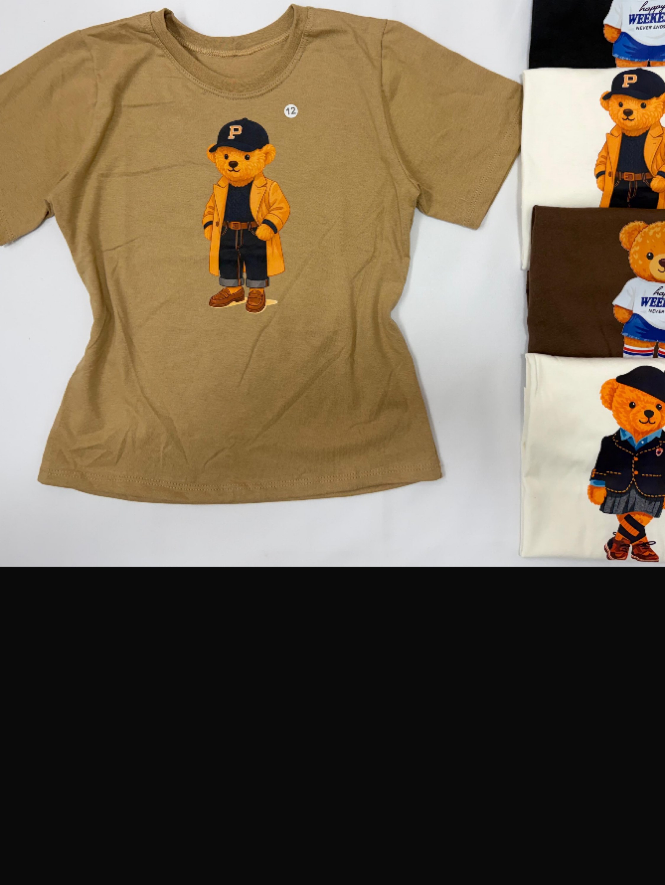 Kit com 3 t- shirt urso juvenil 100% algodão