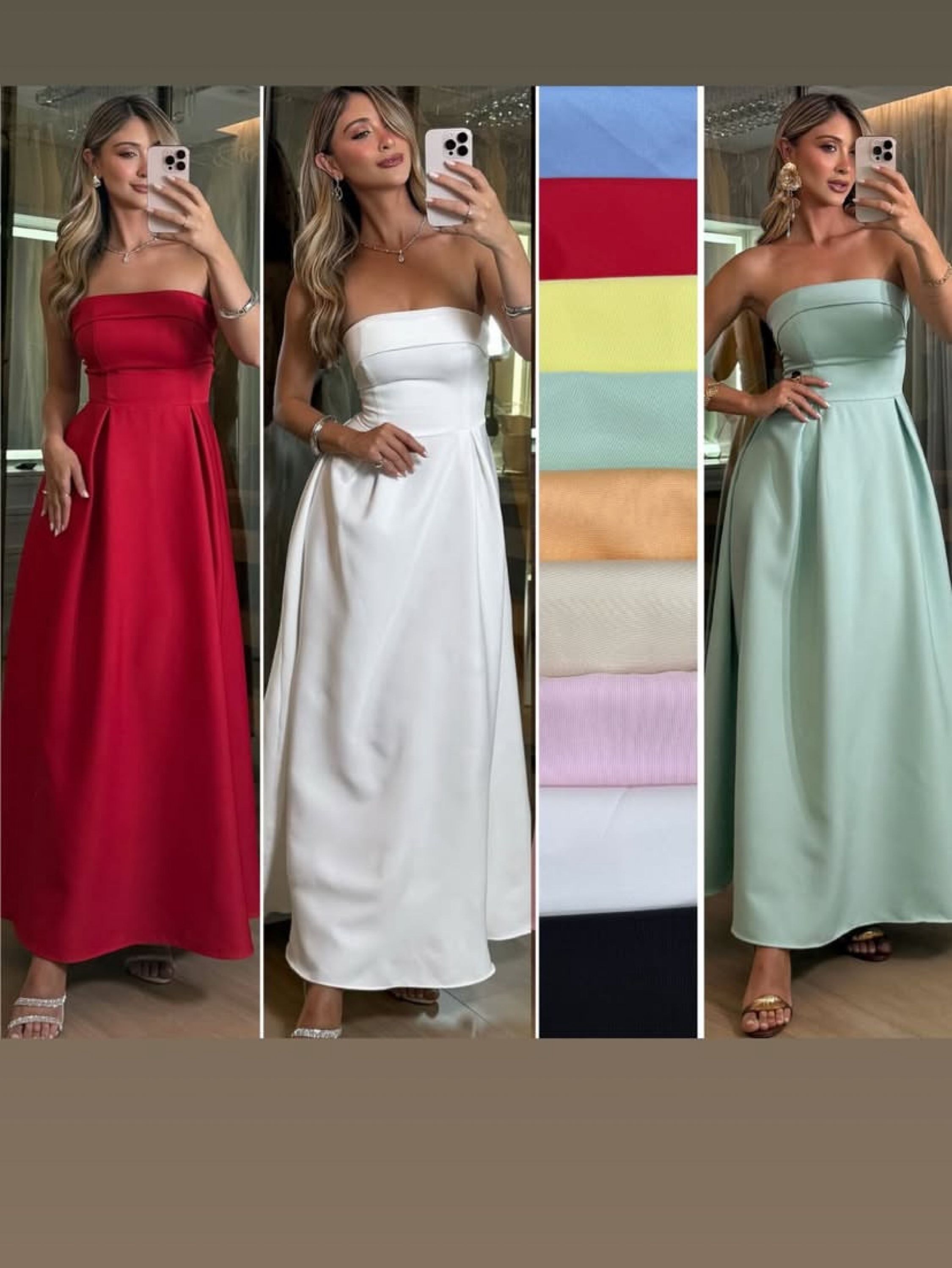 Vestido tomara que caia longuete com amarração nas costas