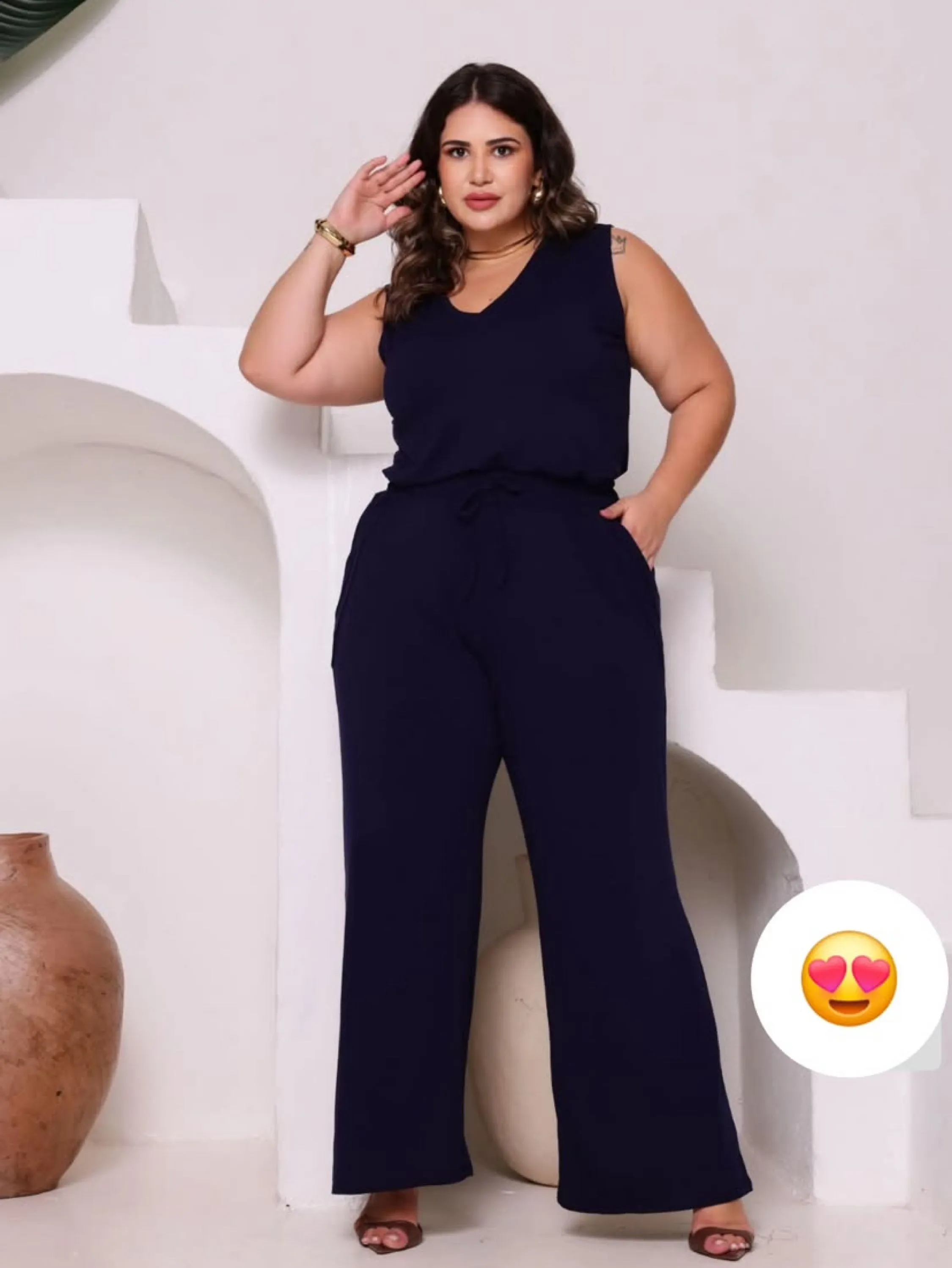 Conjunto Pantalona e regata plus size  tecido viscolycra