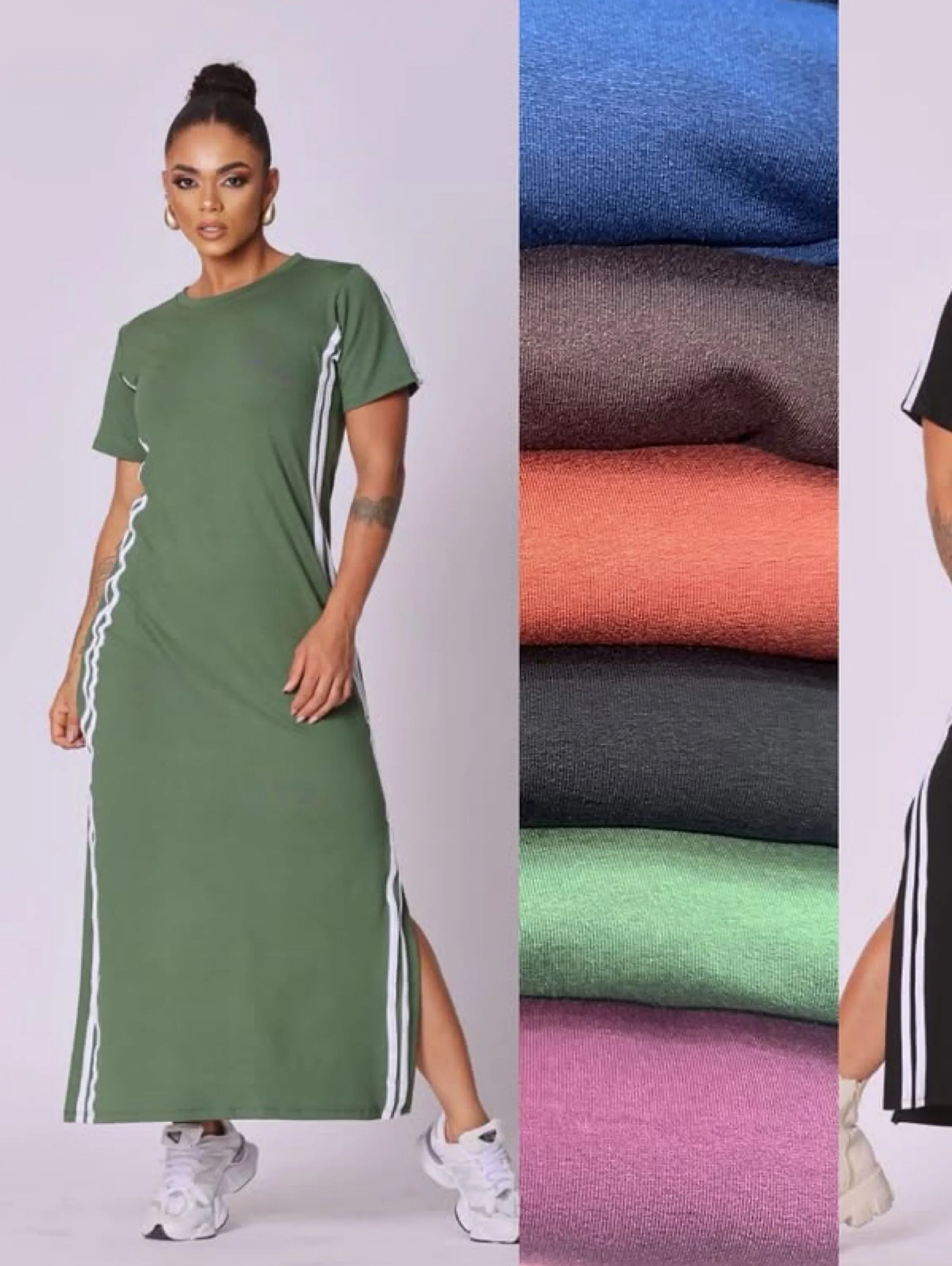 Vestido longo com fendas nas laterais tecido moletinho