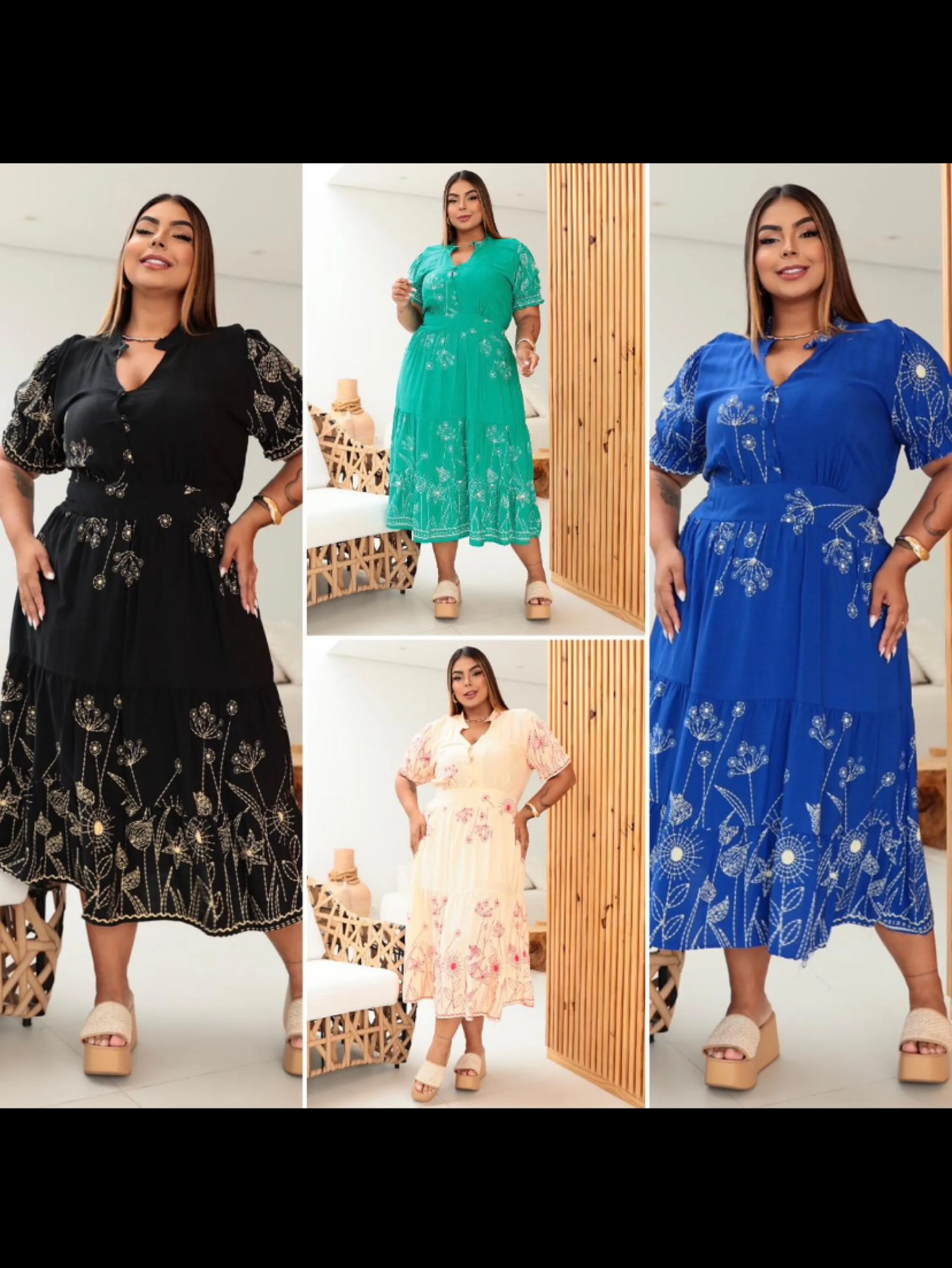 Vestido Lesse mídi plus size botões no busto