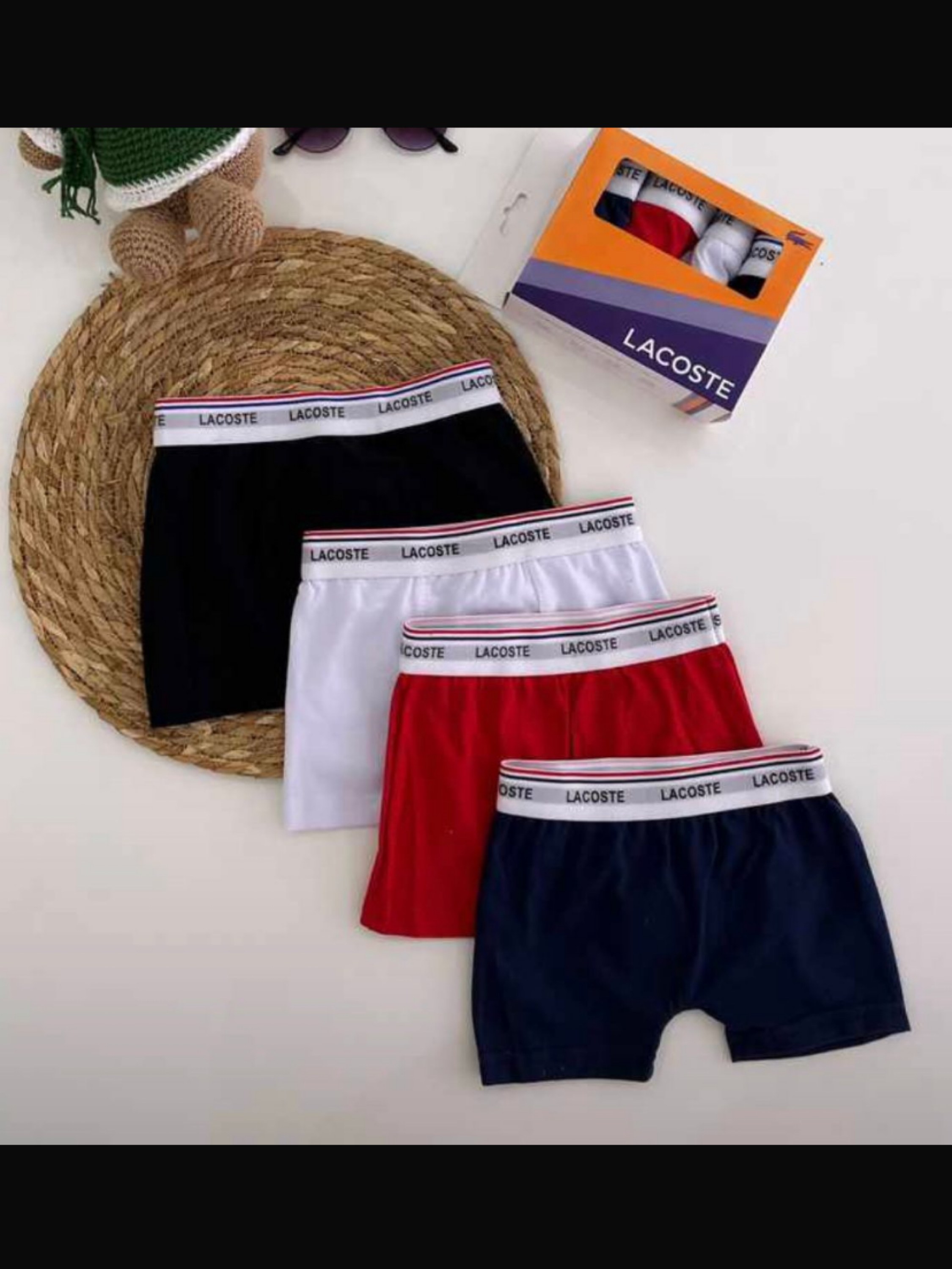 Kit com 4 cuecas box Lacoste infantil