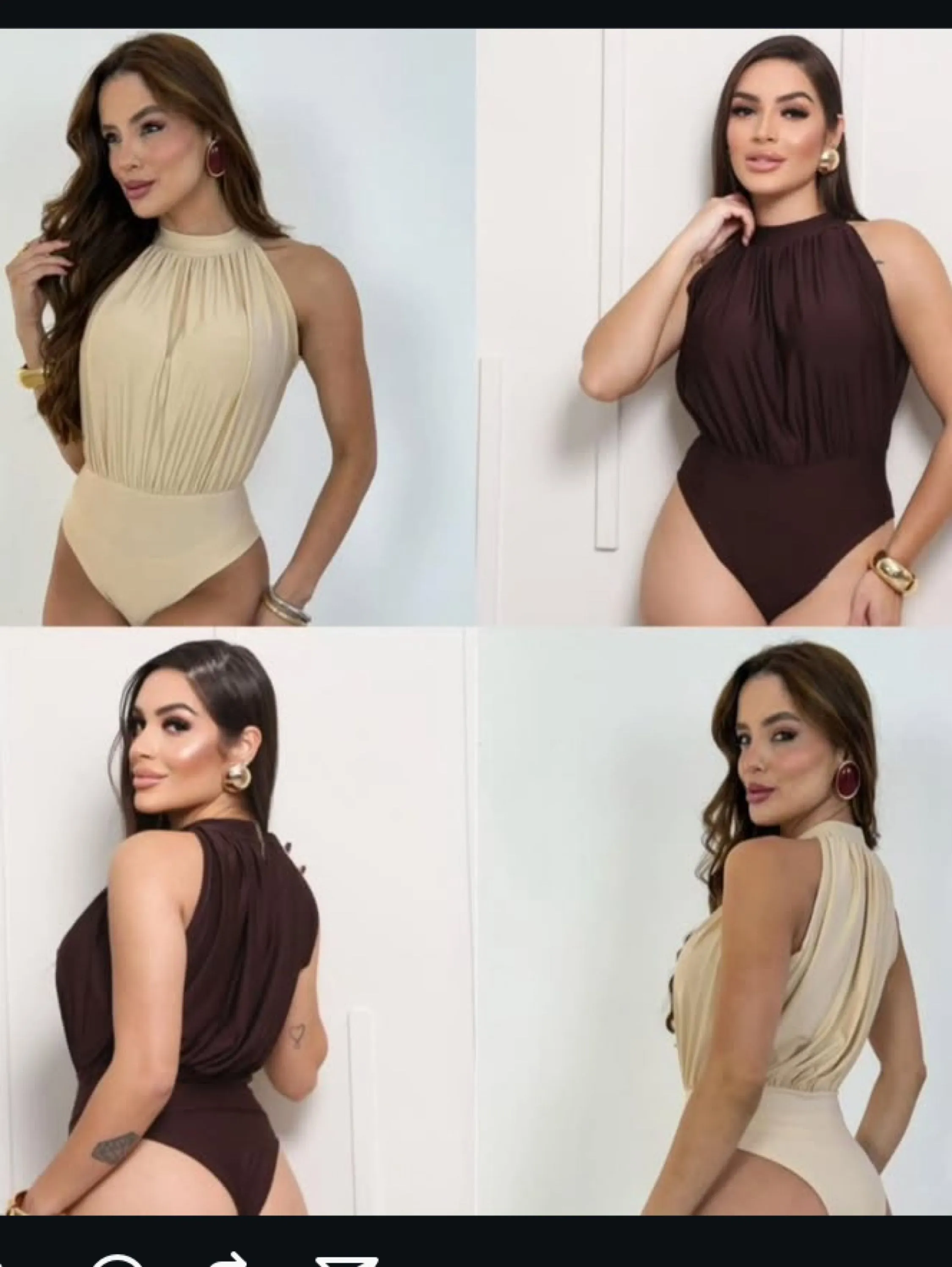 Body frente única com detalhe em pregas