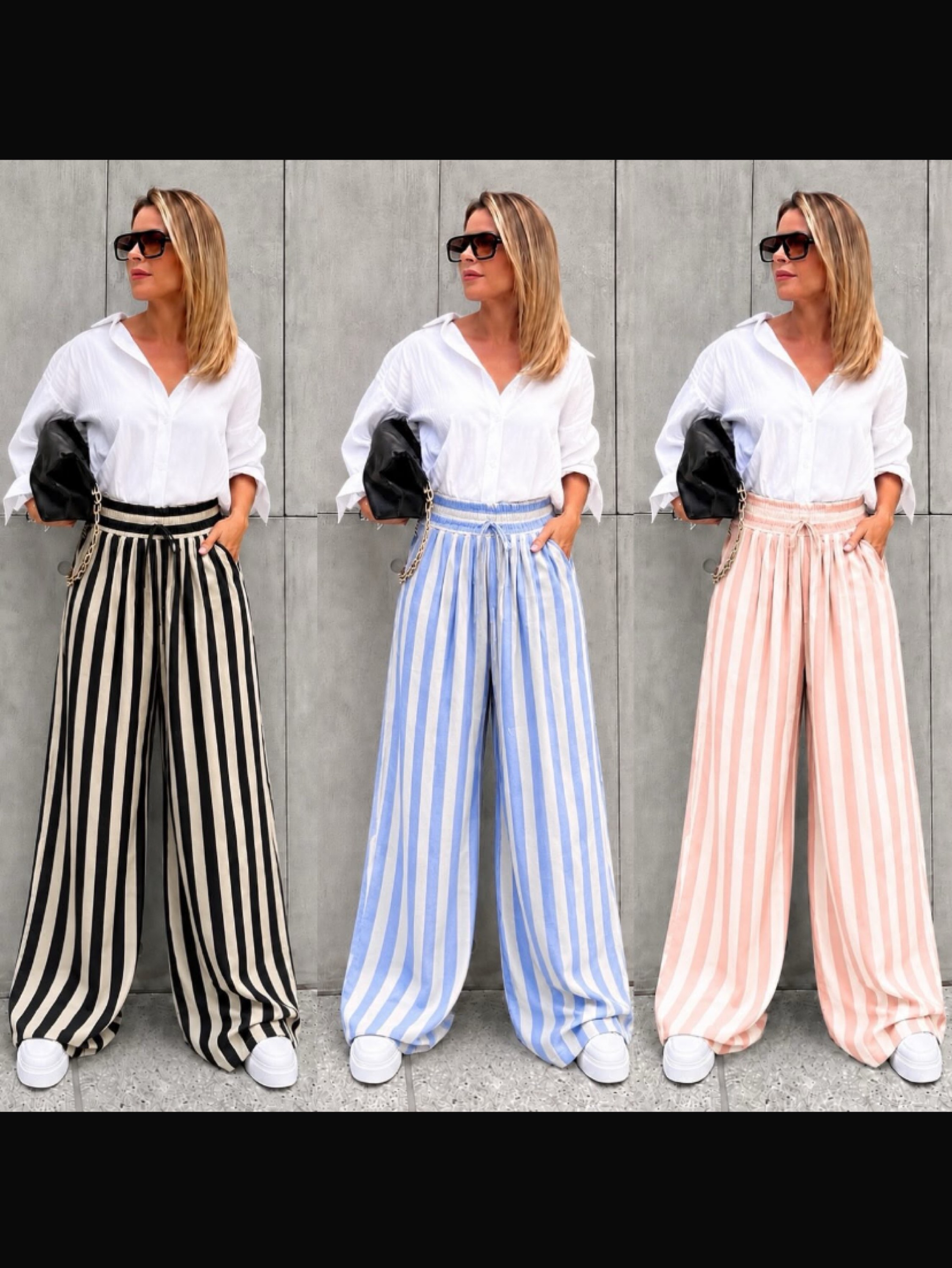 Calça Pantalona listra