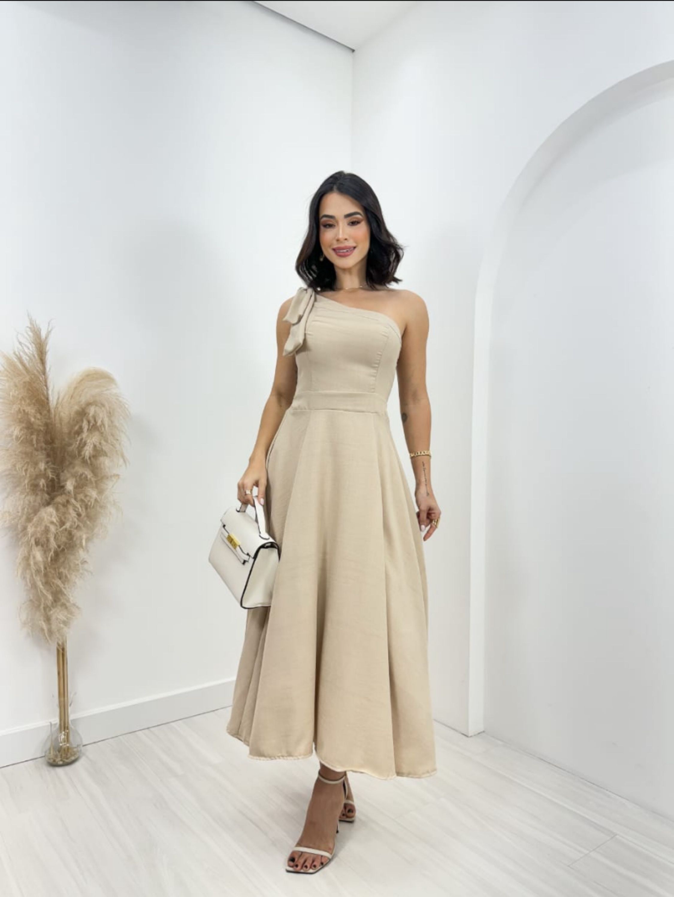 Vestido mula manca mídi tecido DUNA LINHO