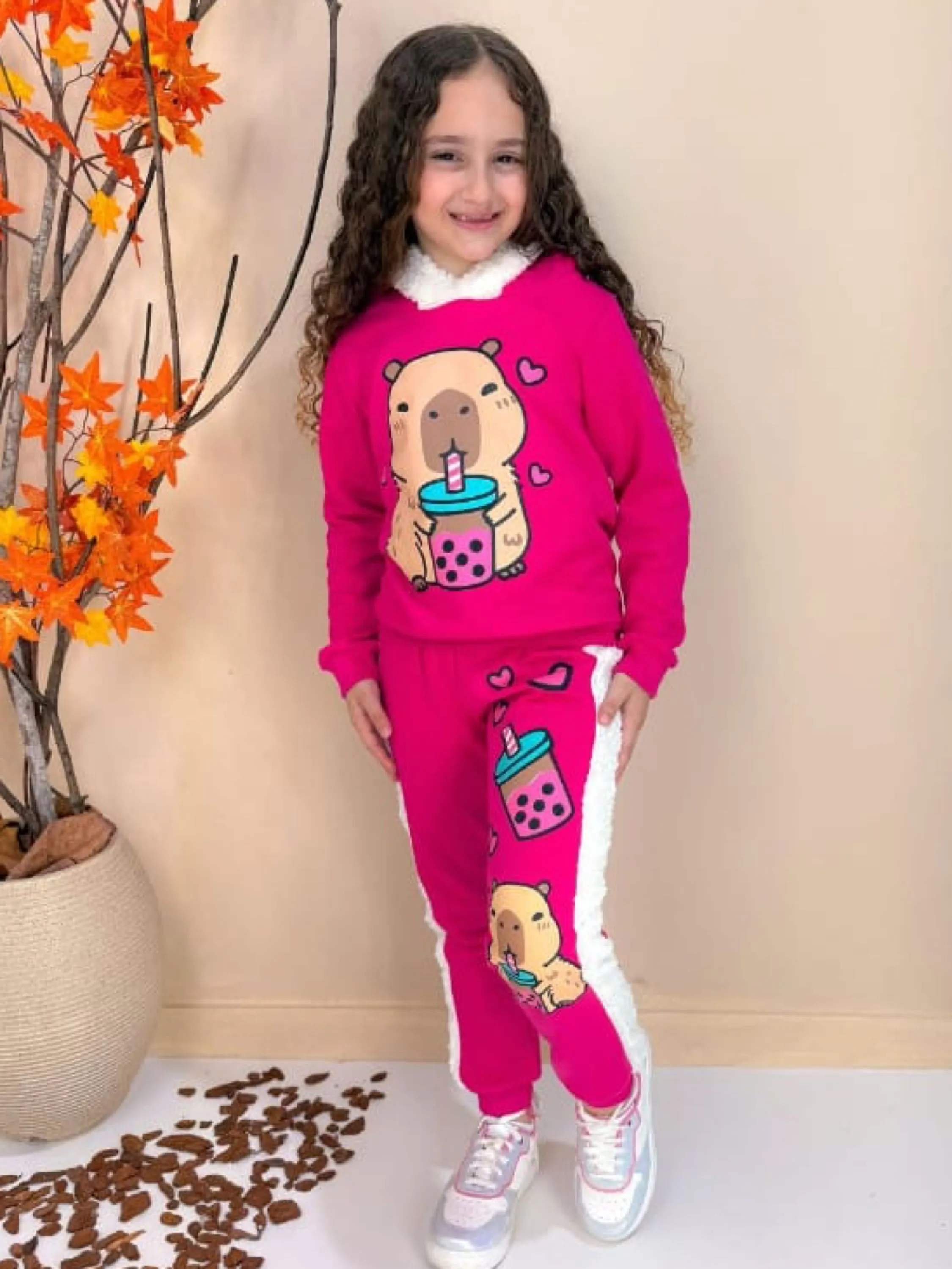 Conjunto de moletom infantil com capuz  (feira )