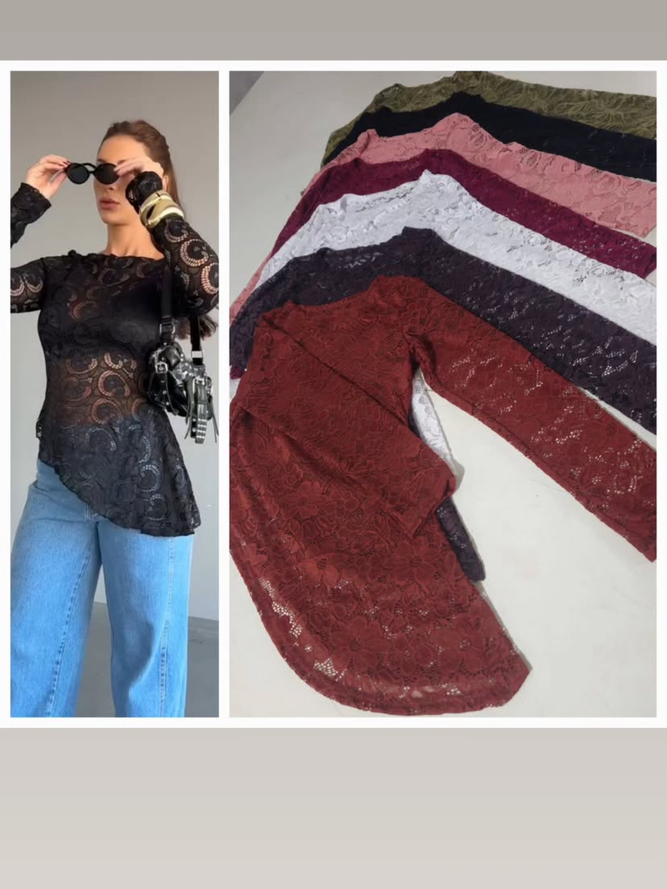 Kit com 4 bory manga longa assimétrica