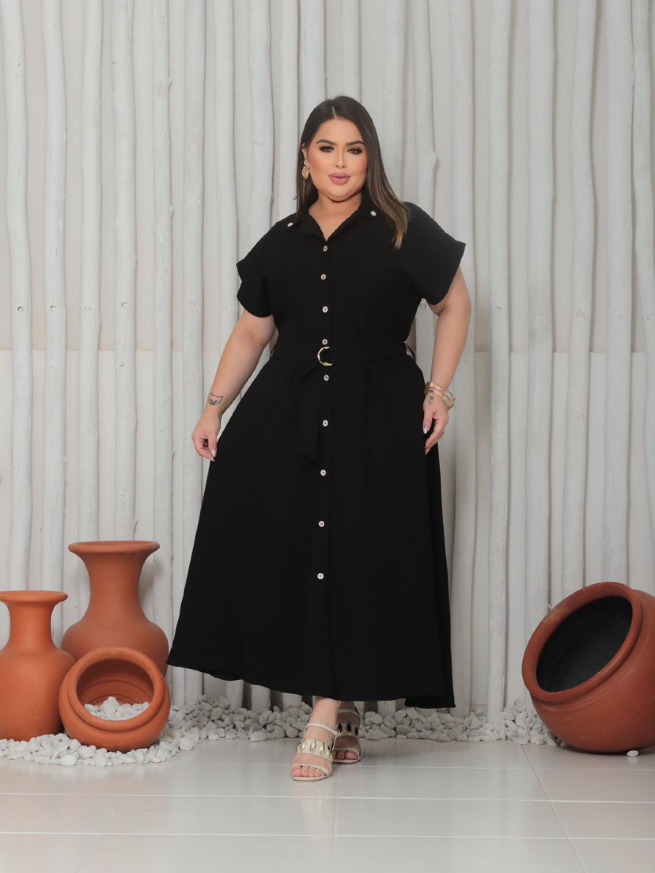 Chamise longa forrado no Plus size