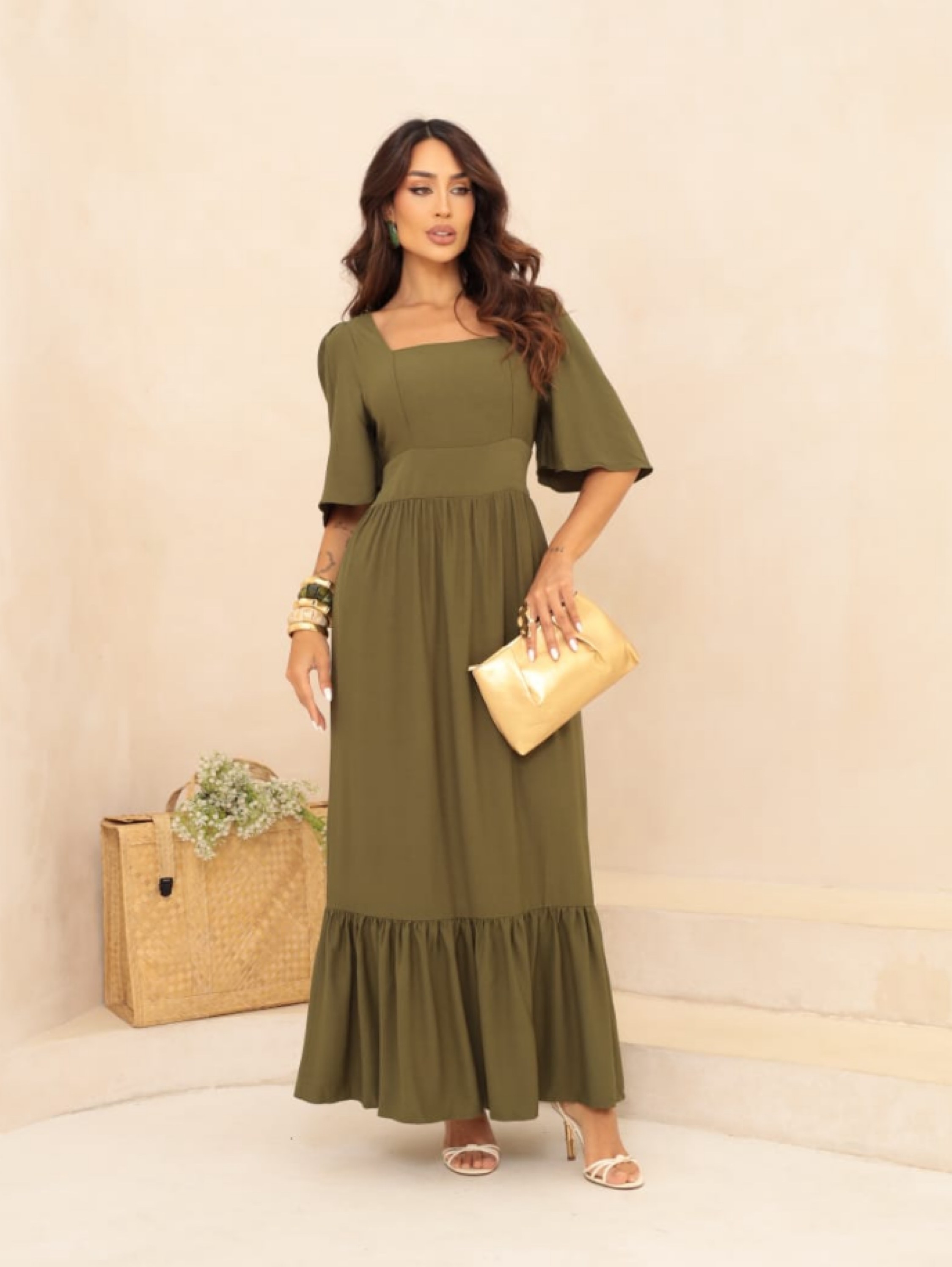 Vestido Aurora longo forrado