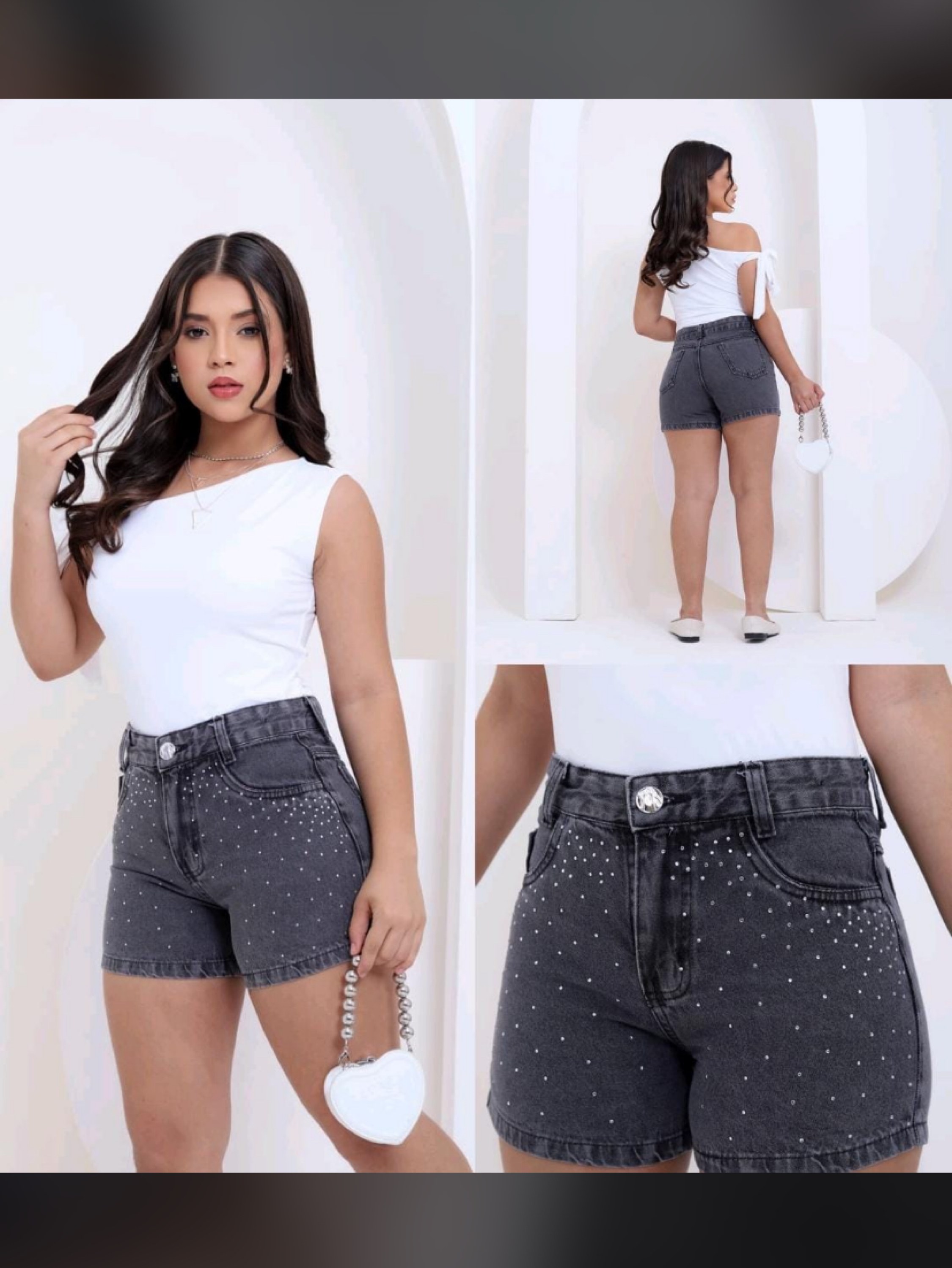 Shorts jeans grafite