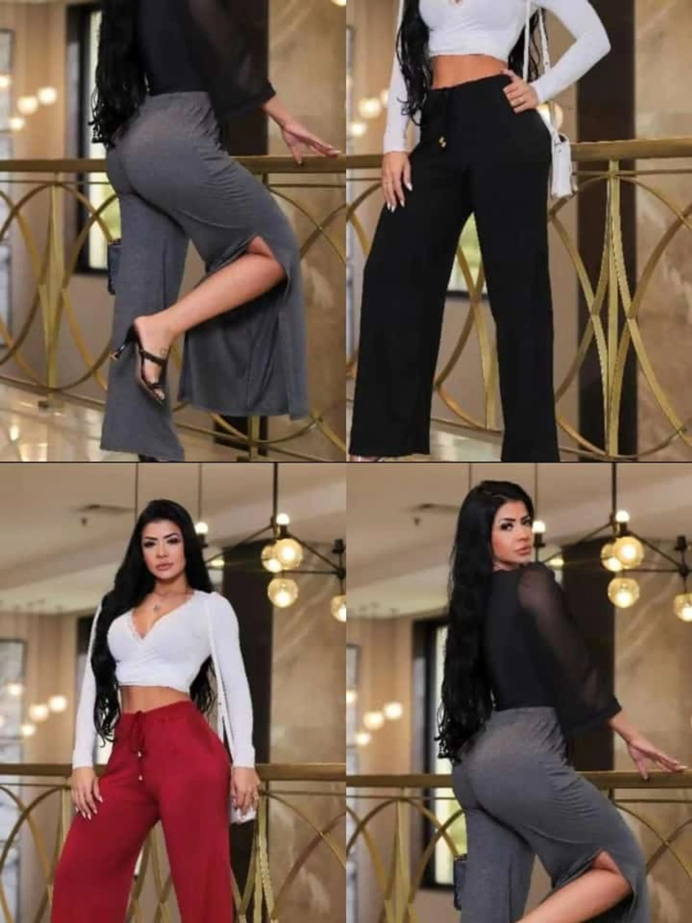 Calça pantalona com fenda
