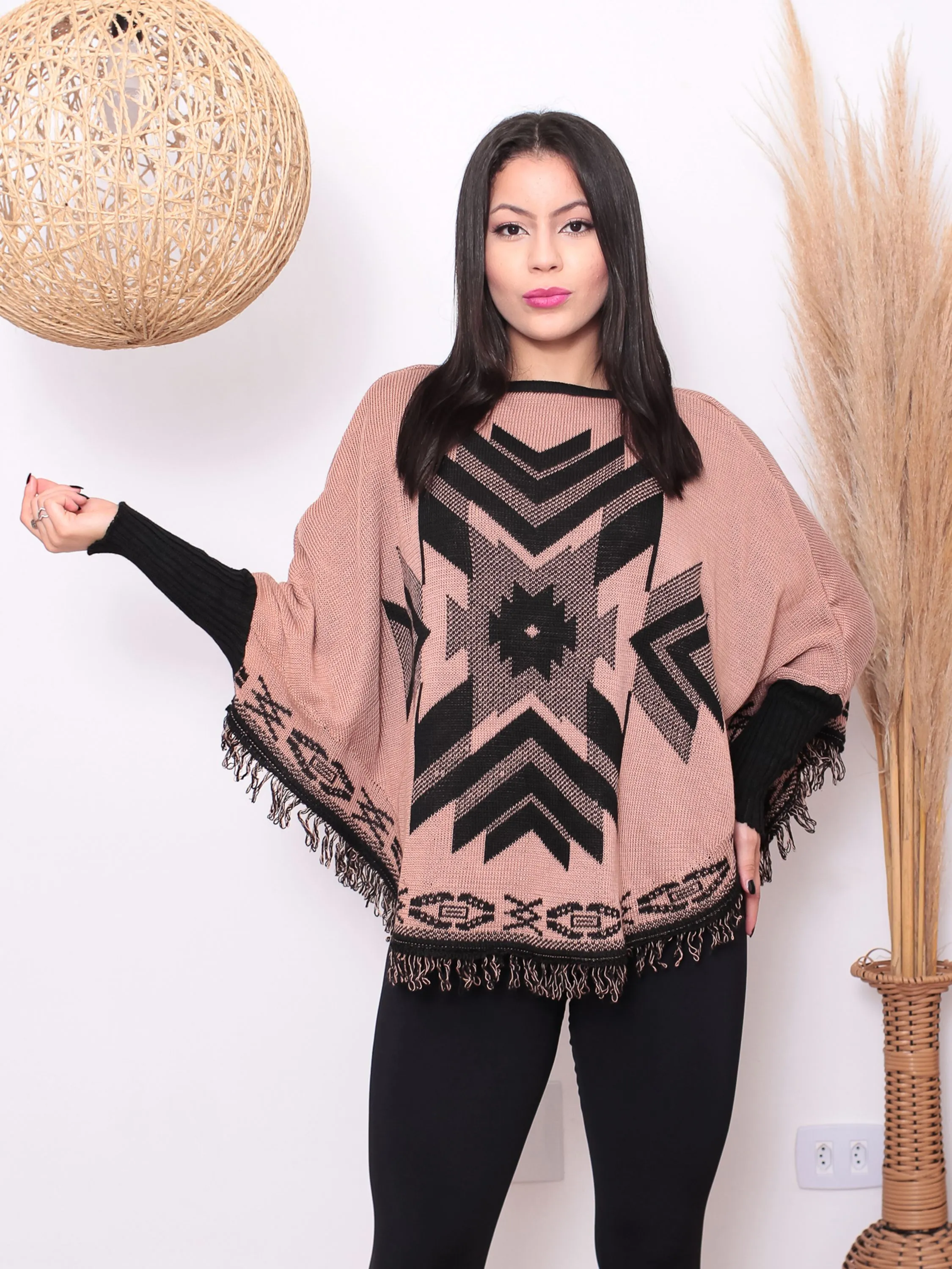 Poncho Blusa de Inverno Tricot Feminina- Cod: Poncho