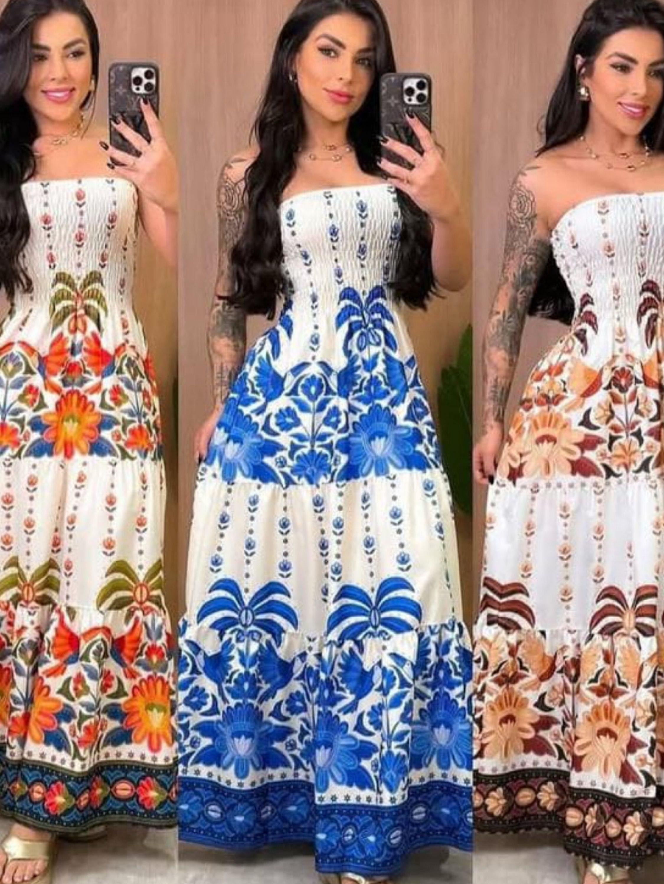 Vestido longo creminho tomara q caia marina