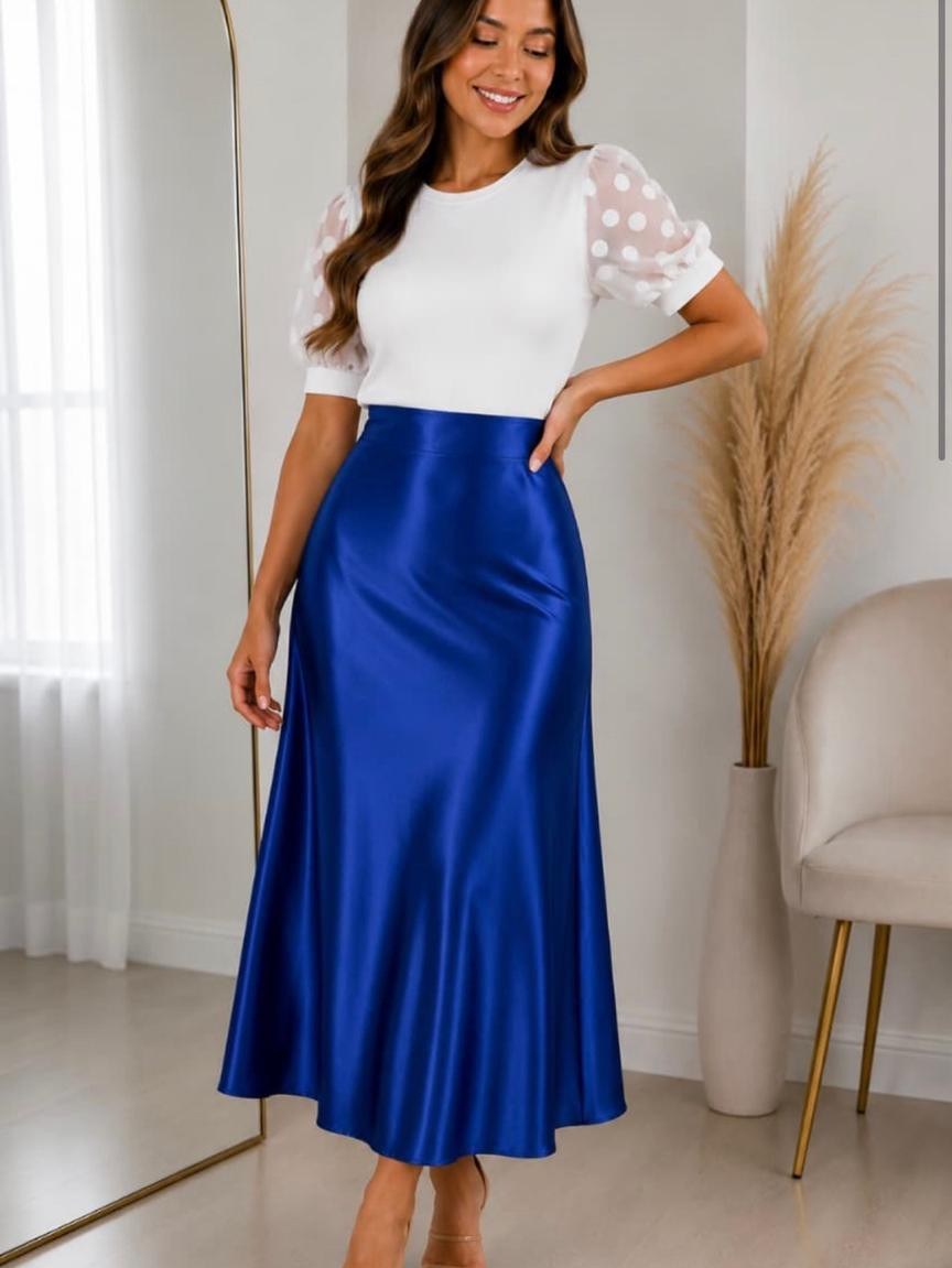 Saia Cetim Moda Feminina Elegante Casual