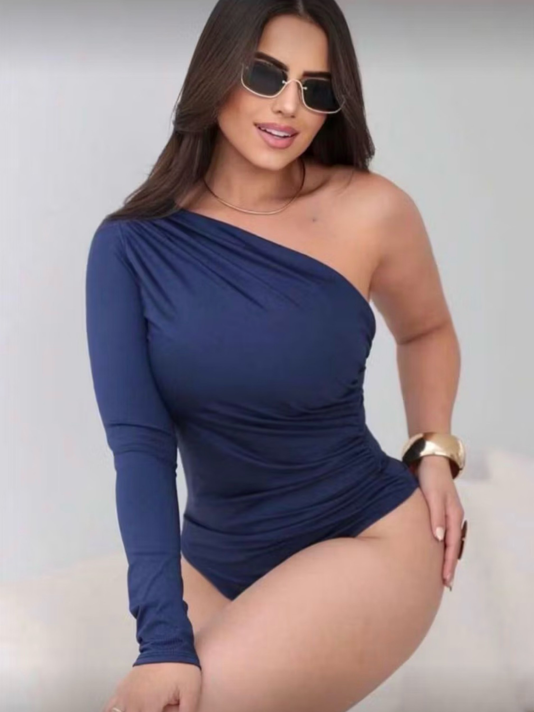 Body drapiado  manga longa