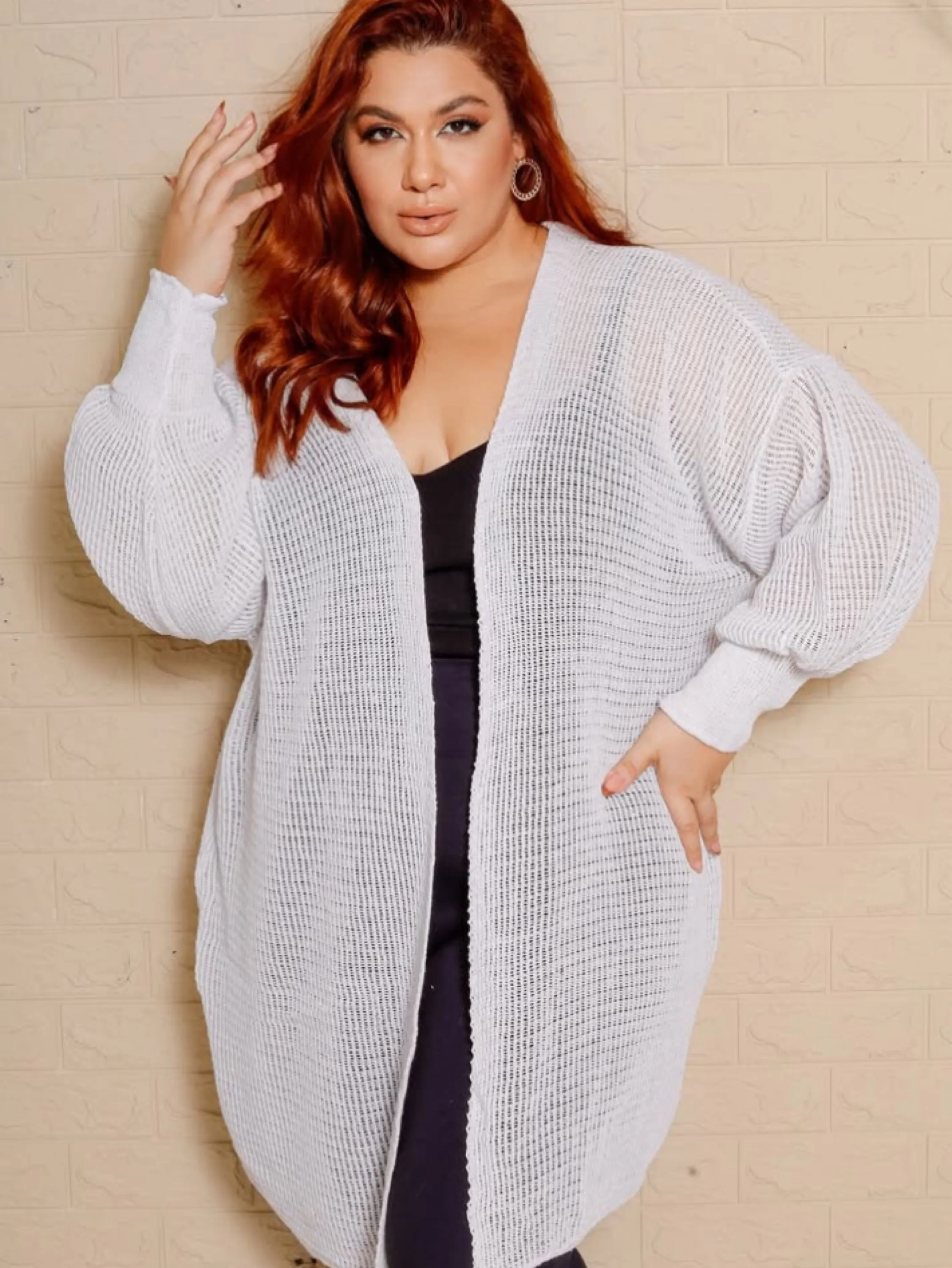 Cardigan Pérola Tricô Plus Size