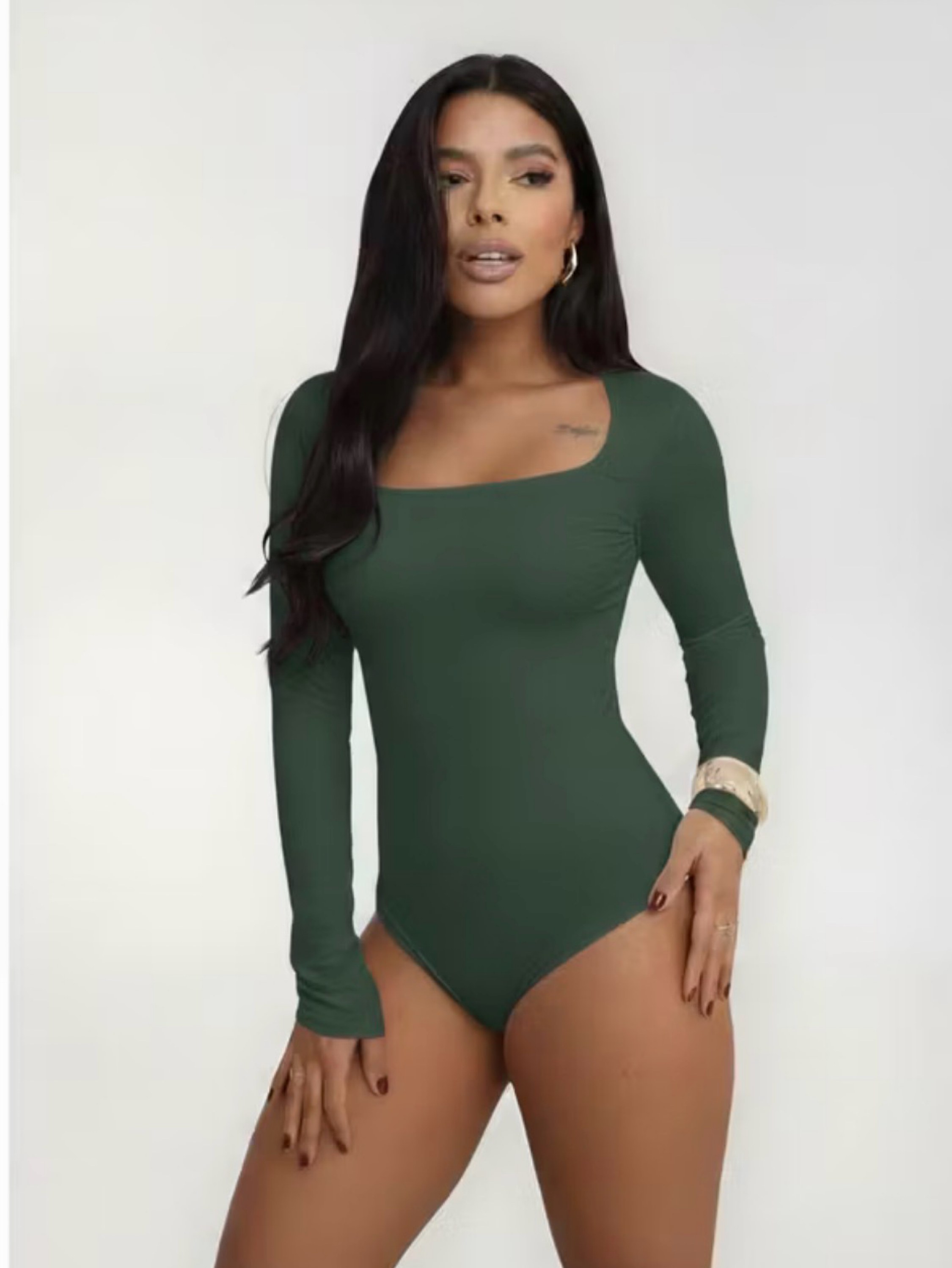 Body Decote Quadrado Manga Longa