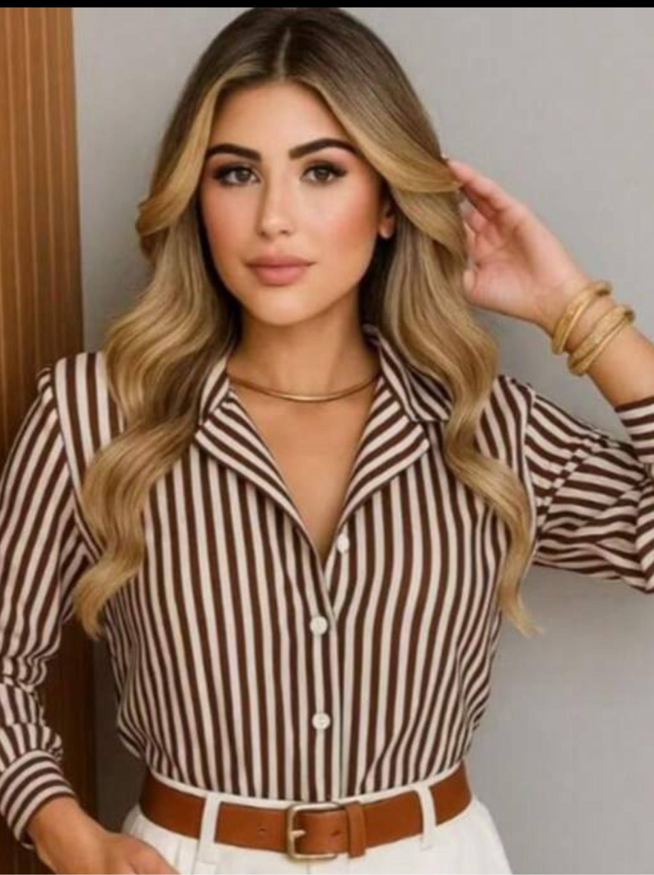 Blusa Social Camisa Casual Tendência