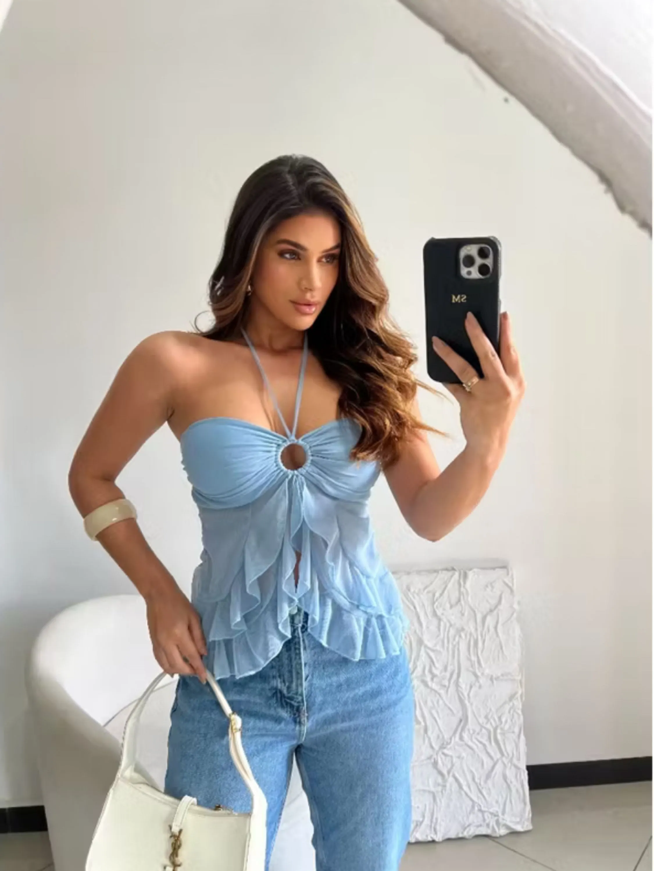 Blusa tule amarração  dupla forma