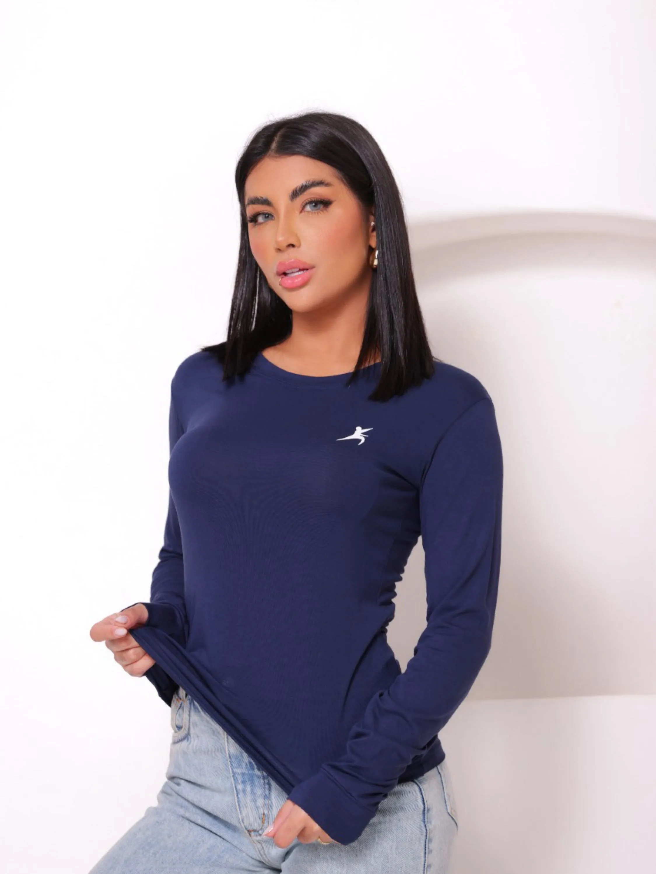 Blusa Feminina Segunda Pele Gola Redonda Manga Longa Inverno