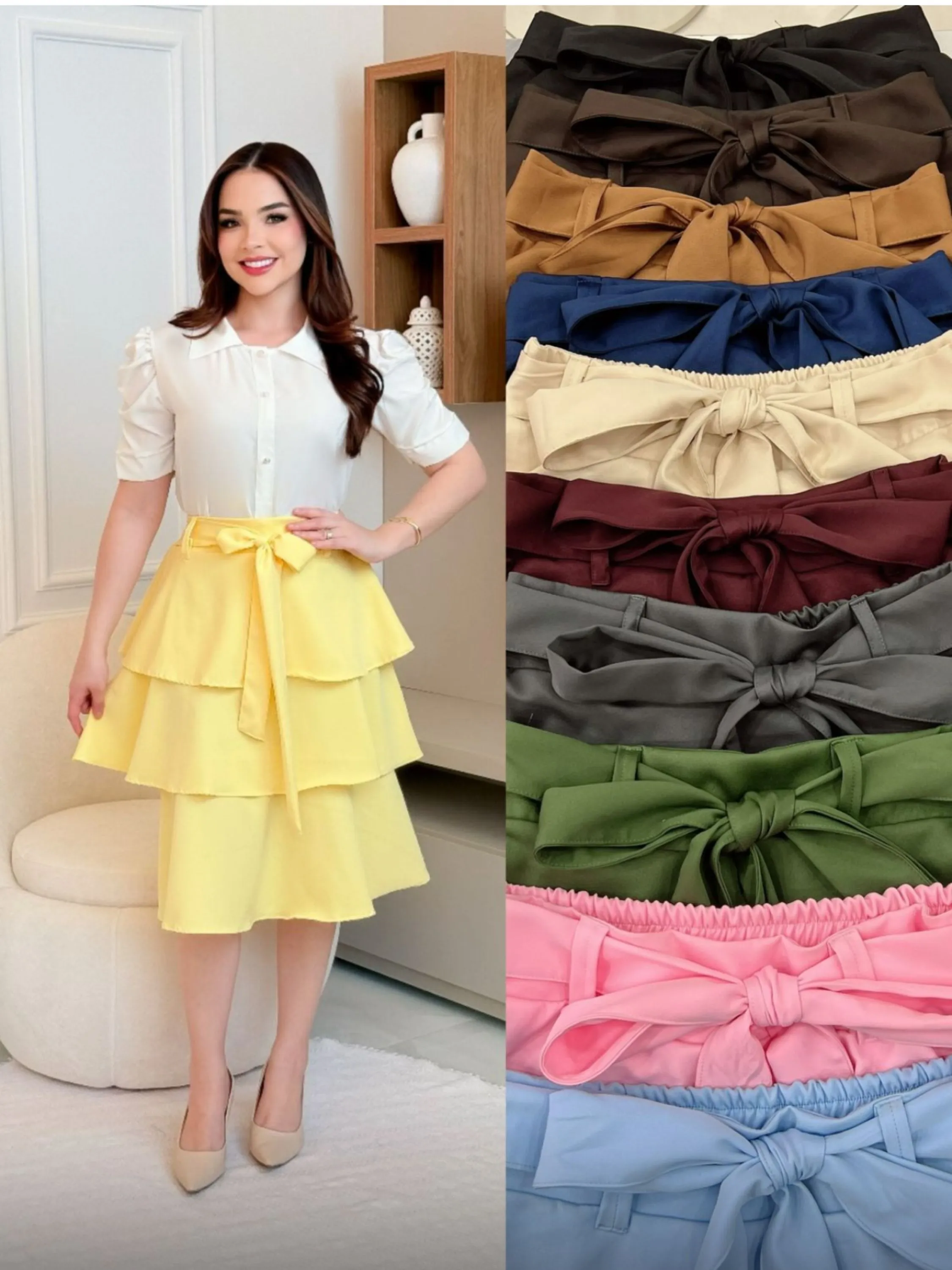 Saia alfaiataria de babado