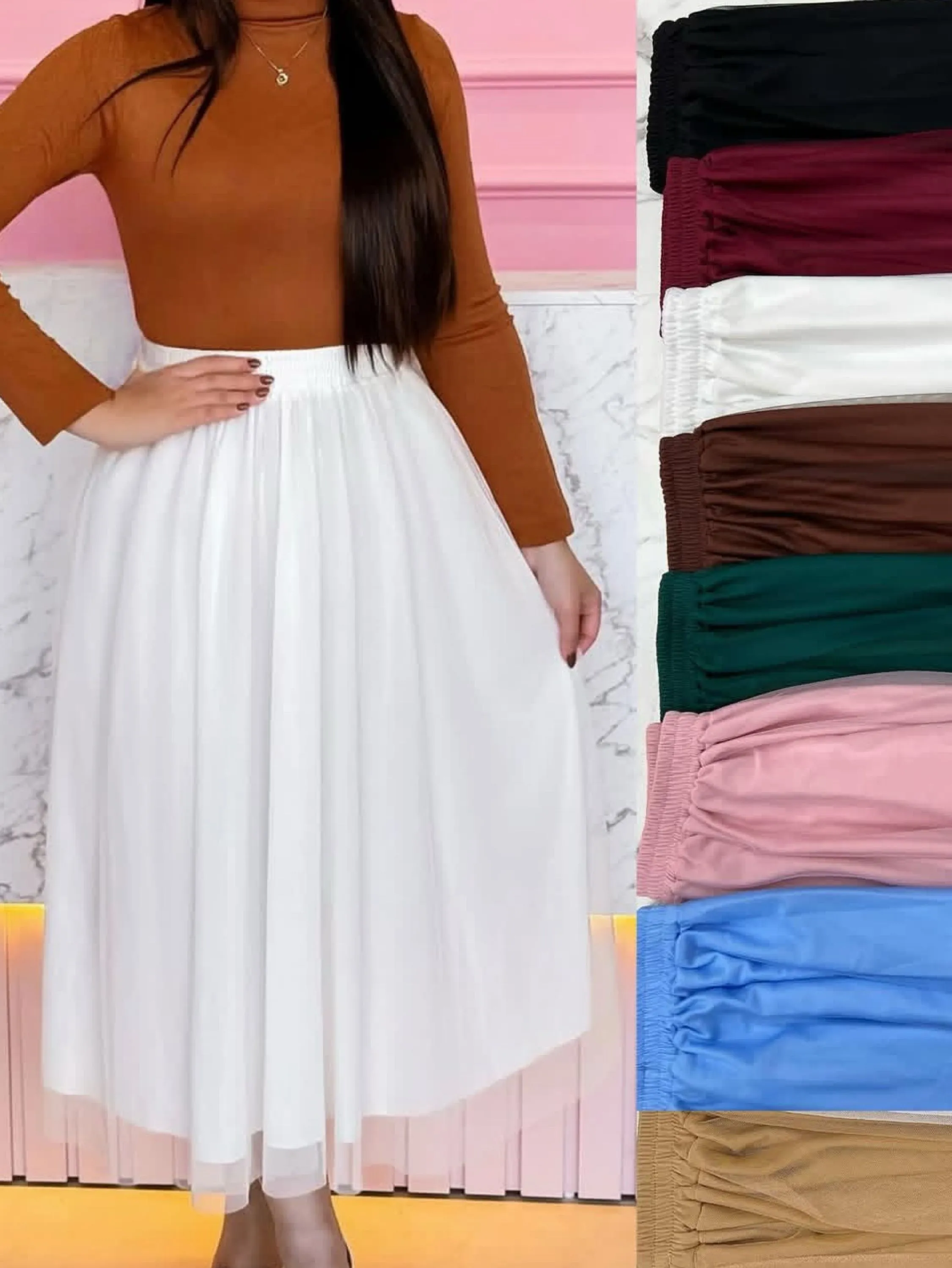 Saia midi tule lisa