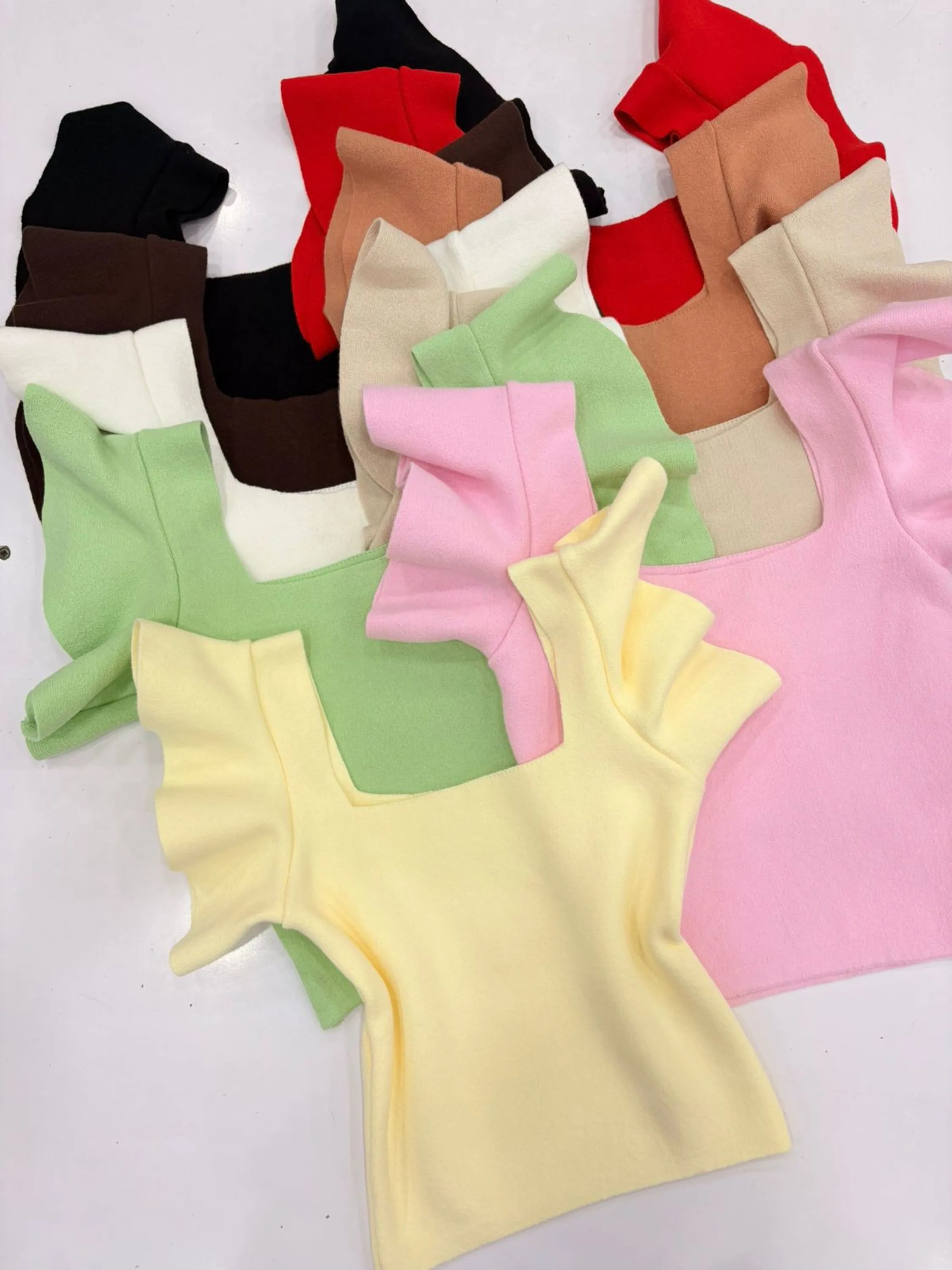 Blusa feminina manga babado tricô modal